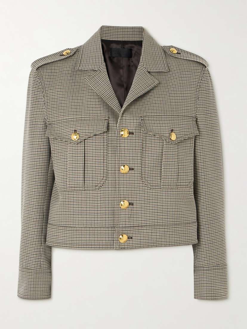 Nili Lotan Lise Cropped Houndstooth Wool Jacket
