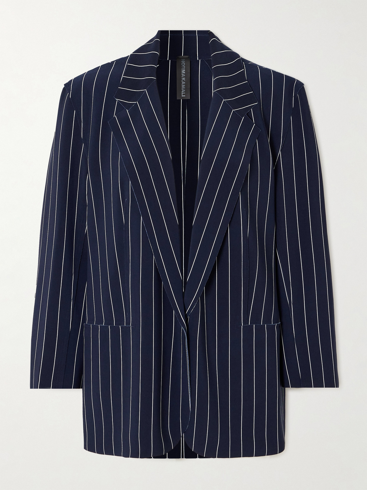 Norma Kamali Oversized Pinstriped Stretch-jersey Blazer In Blue