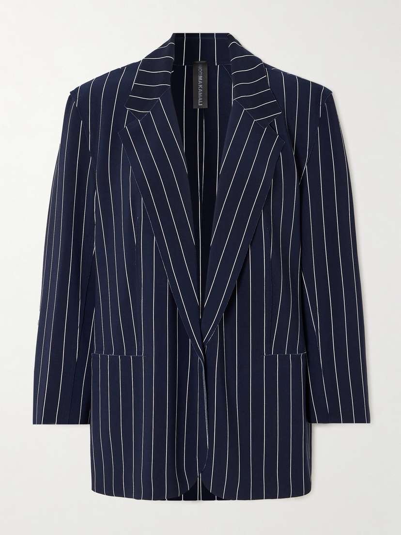 Norma Kamali Oversized Pinstriped Stretch-jersey Blazer - x large