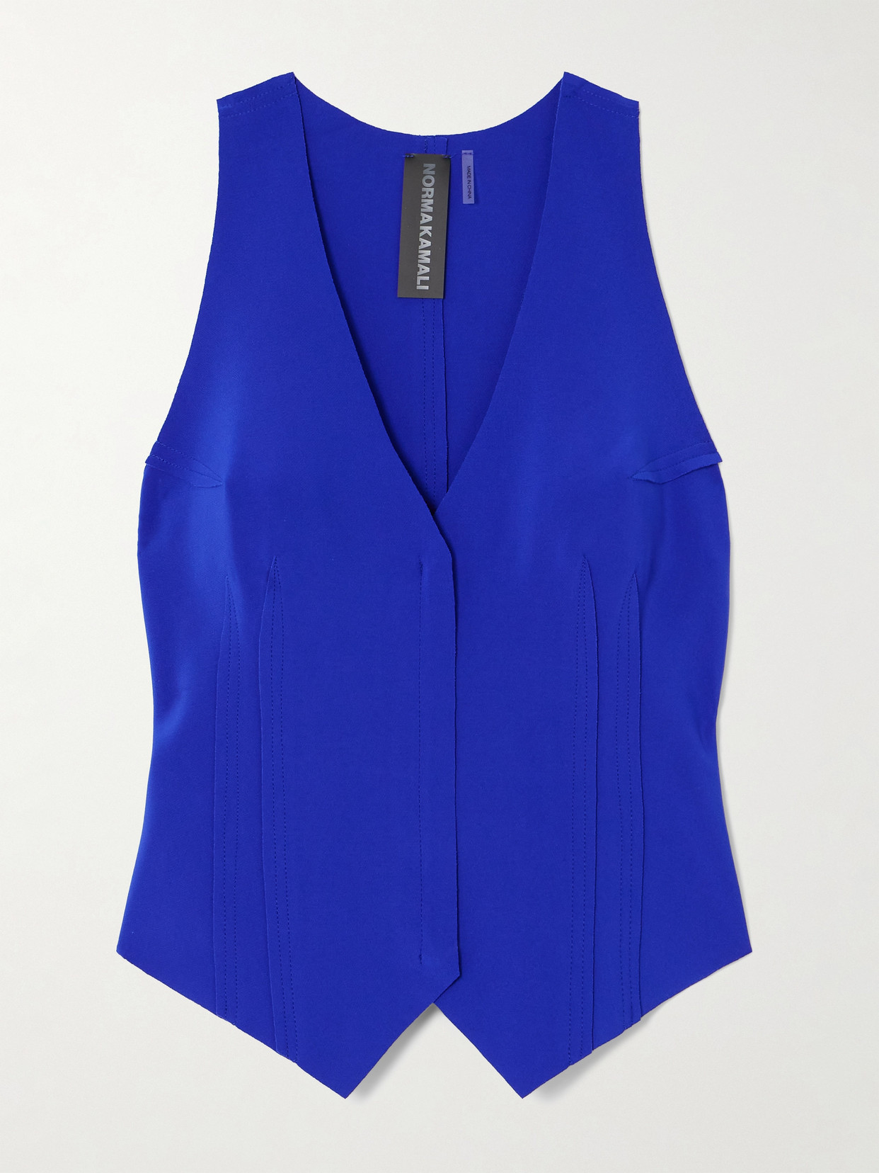 Norma Kamali Pintucked Stretch-jersey Vest In Blue