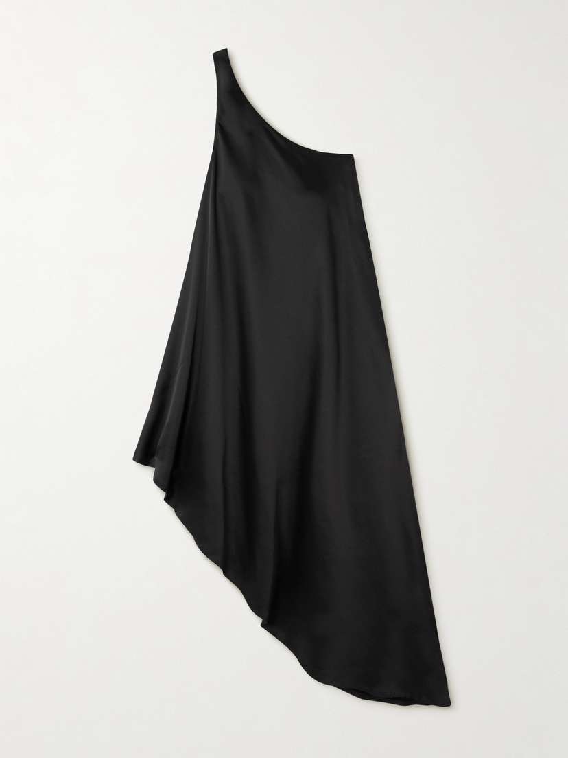 Norma Kamali One-shoulder Asymmetric Satin Tunic