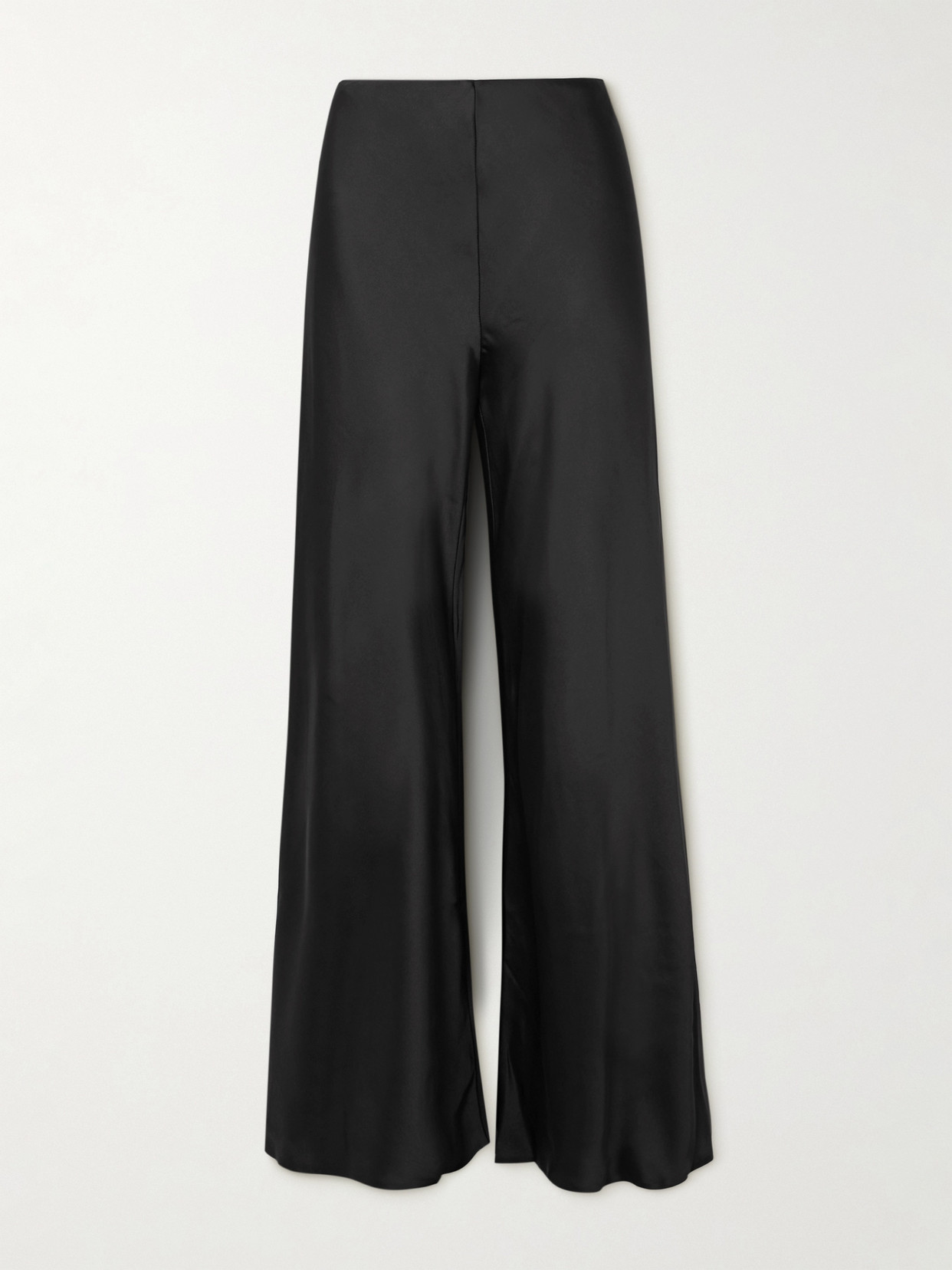 Norma Kamali Elephant Satin Wide-leg Pants In Black