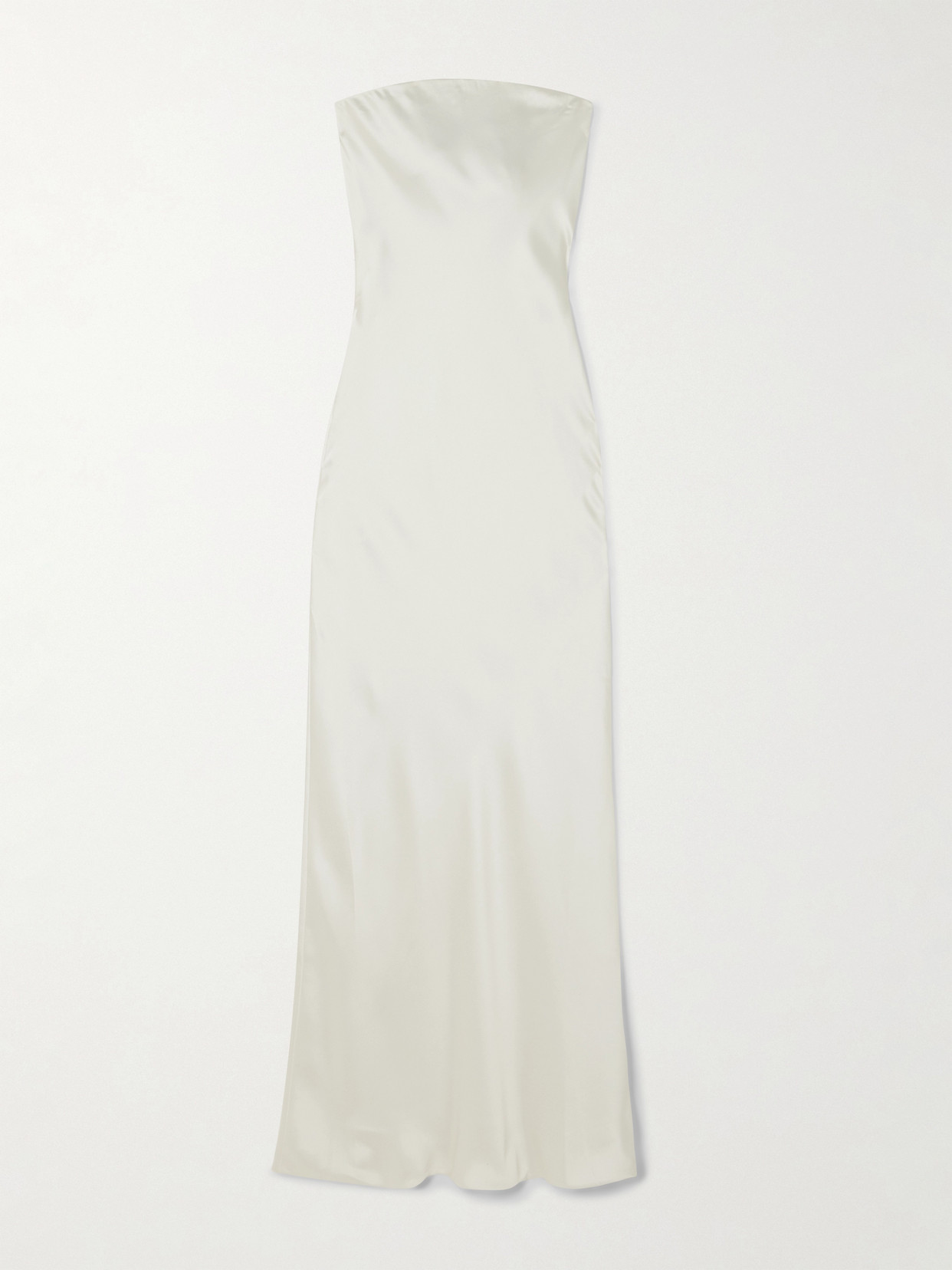 Norma Kamali Strapless Satin Gown In White