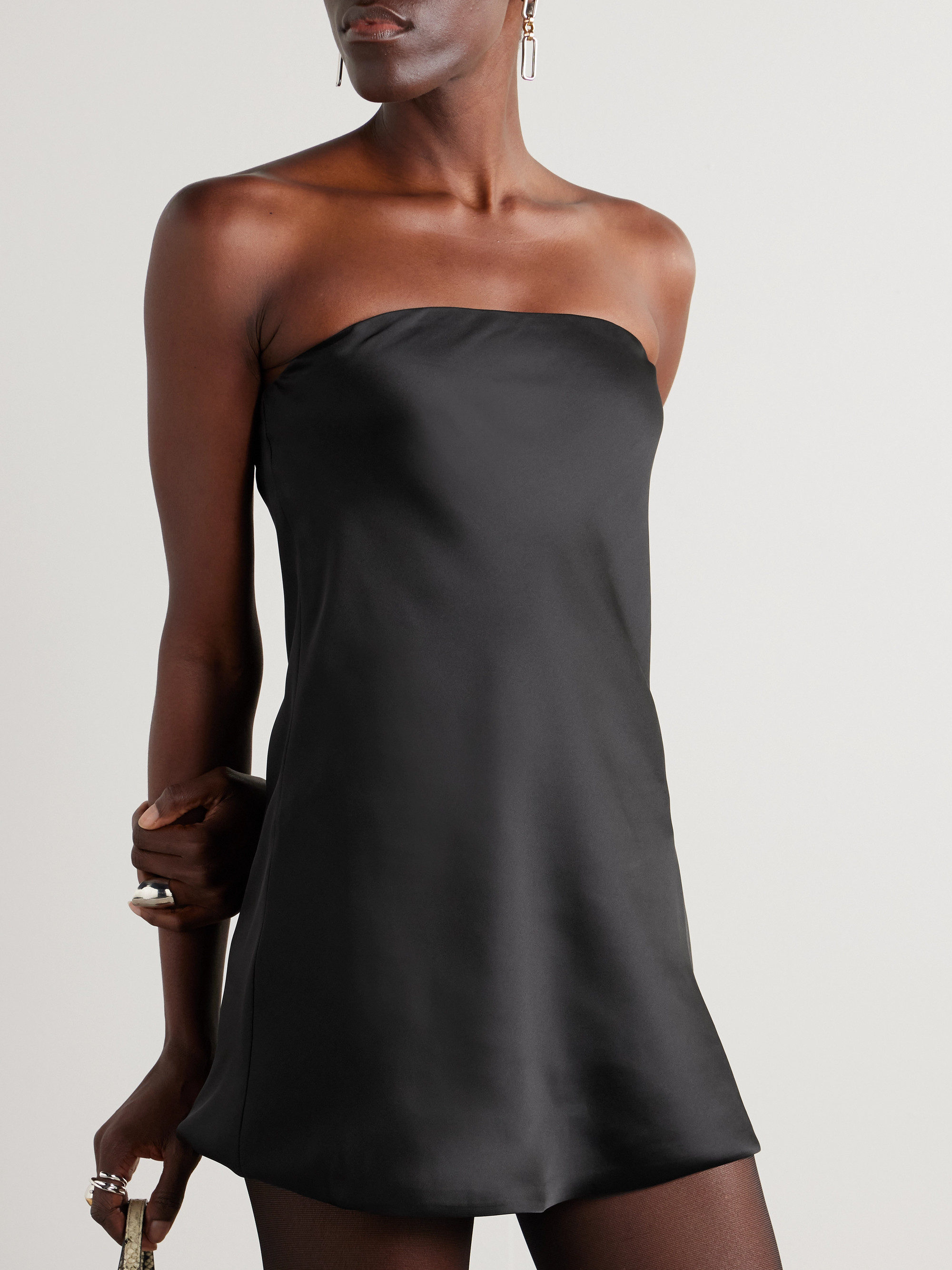Norma Kamali Strapless satin-crepe mini dress thumbnail