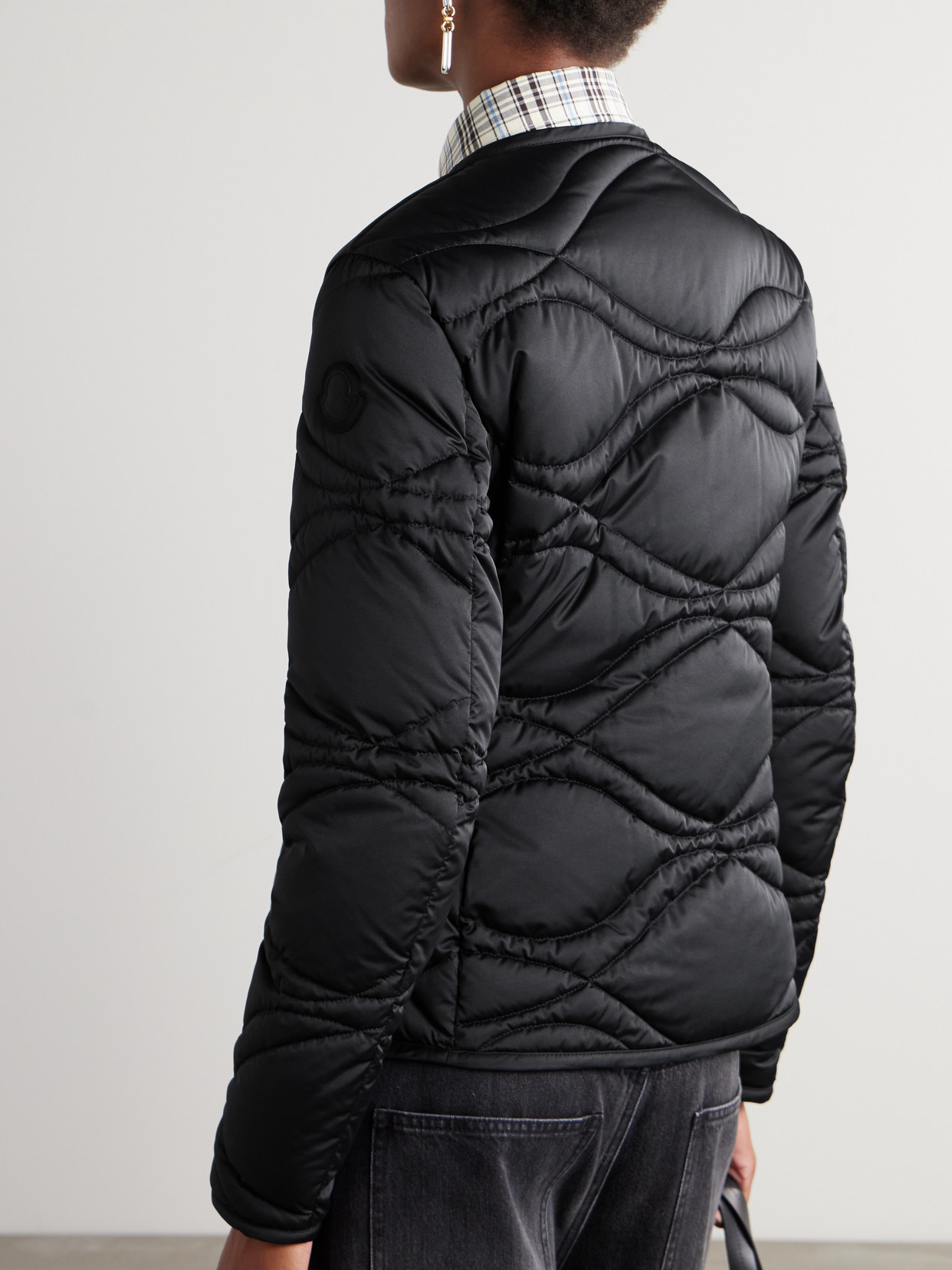 Moncler Pyrope Appliquéd Quilted Shell Down Jacket In Black