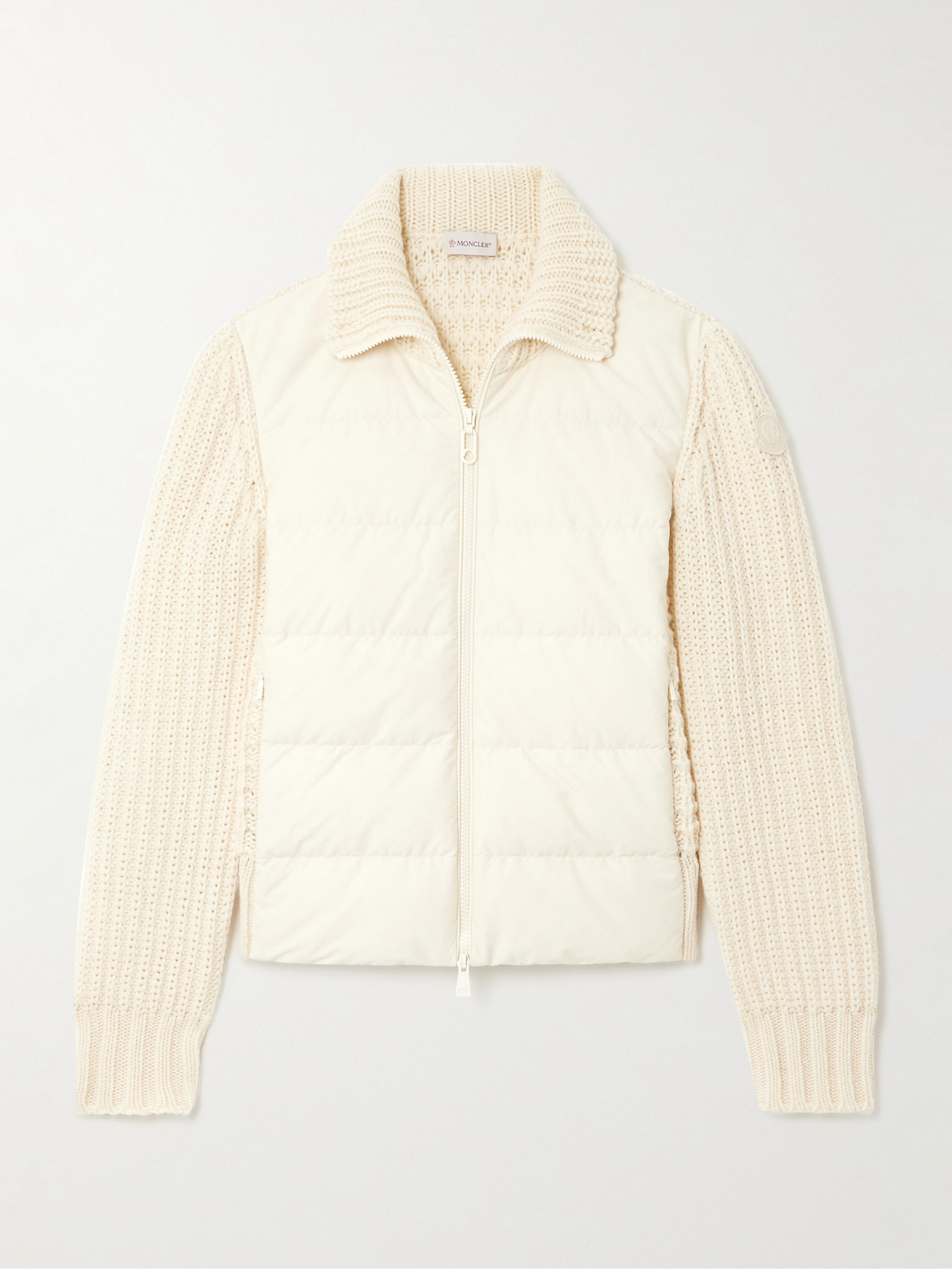 Moncler - Appliquéd Quilted Shell-trimmed Wool And Cashmere-blend Down Cardigan - Cream