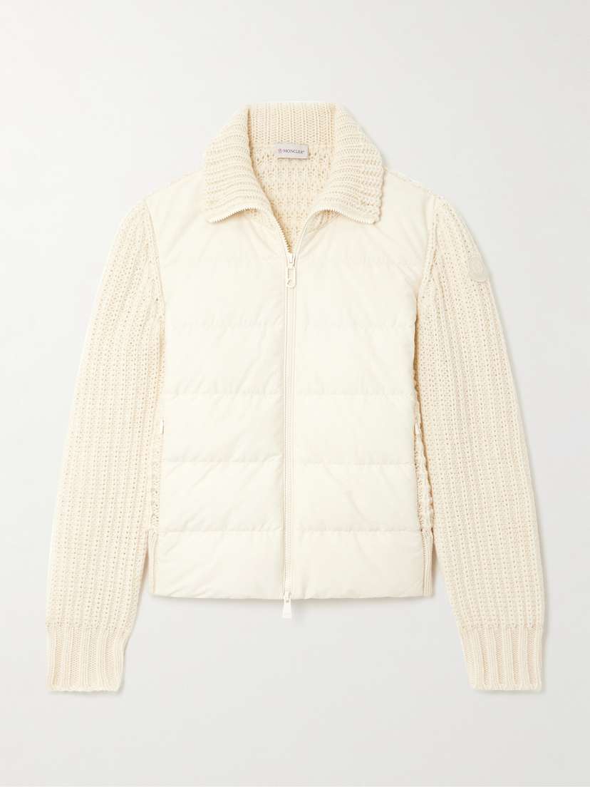 Moncler Appliquéd Quilted Shell-trimmed Wool And Cashmere-blend Down Cardigan