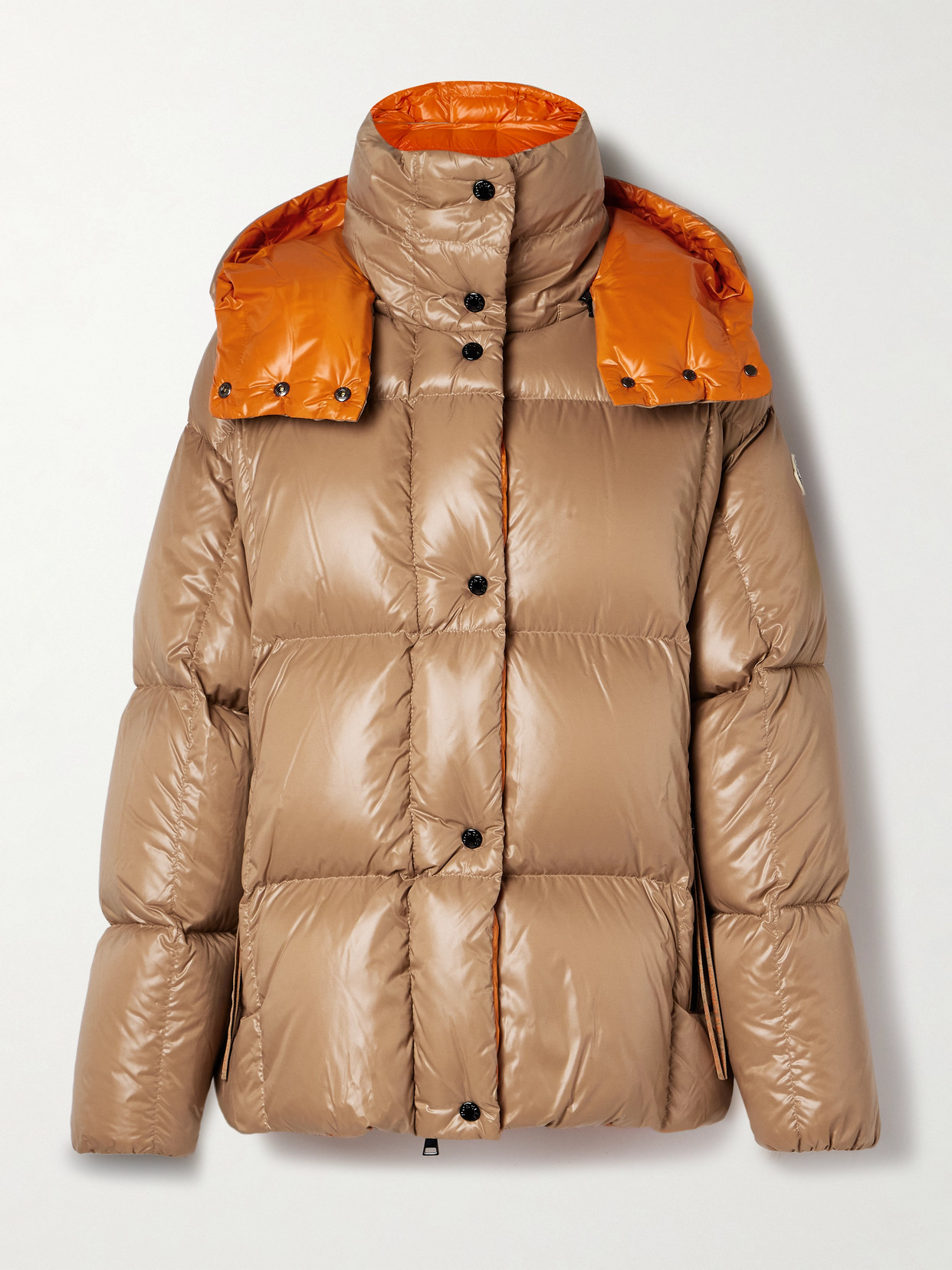 Moncler Parana Hooded Short Down Jacket, Women, Beige, Size: 3 In Brown