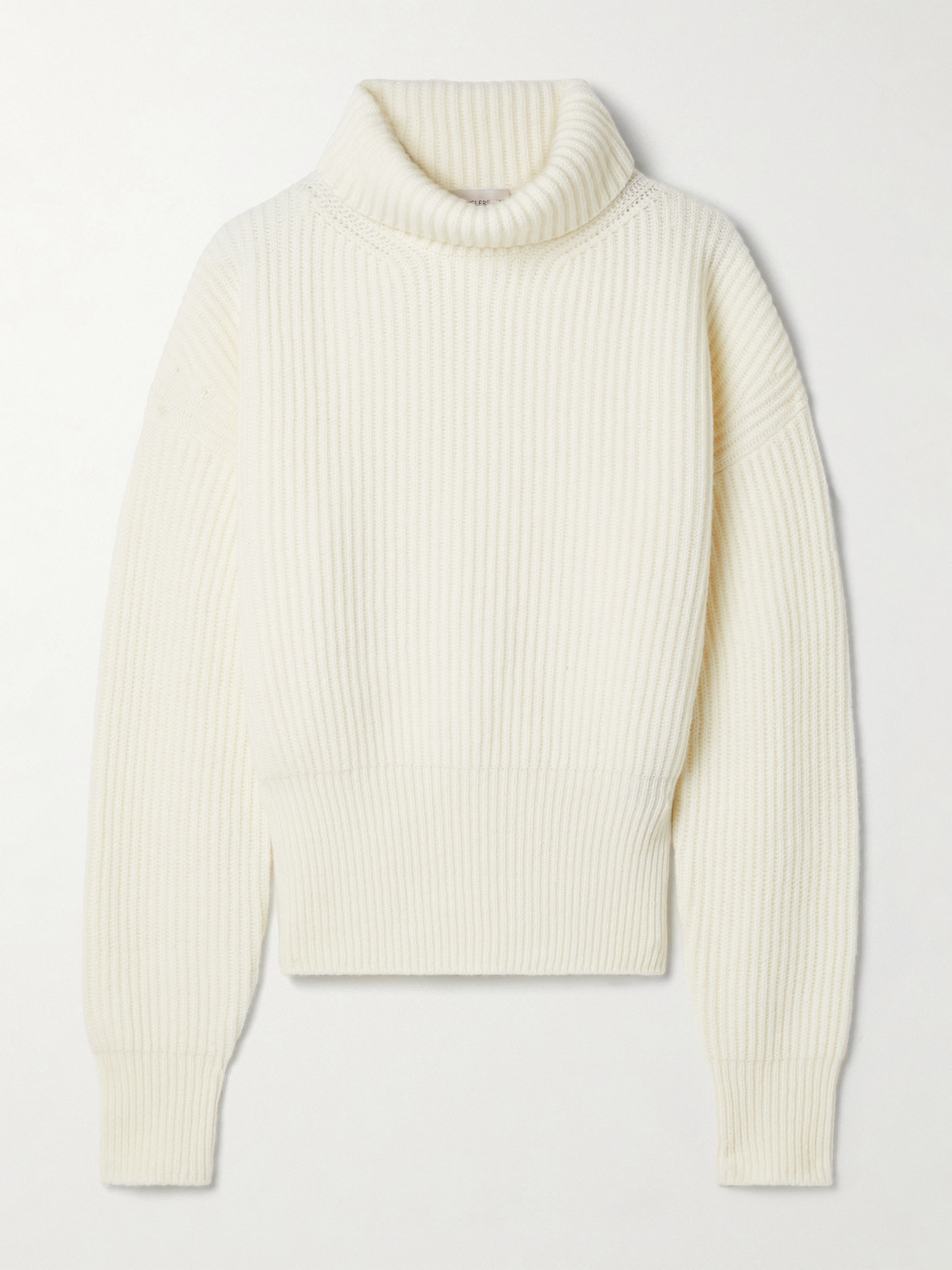 Moncler Ribbed Wool Turtleneck Sweater In White