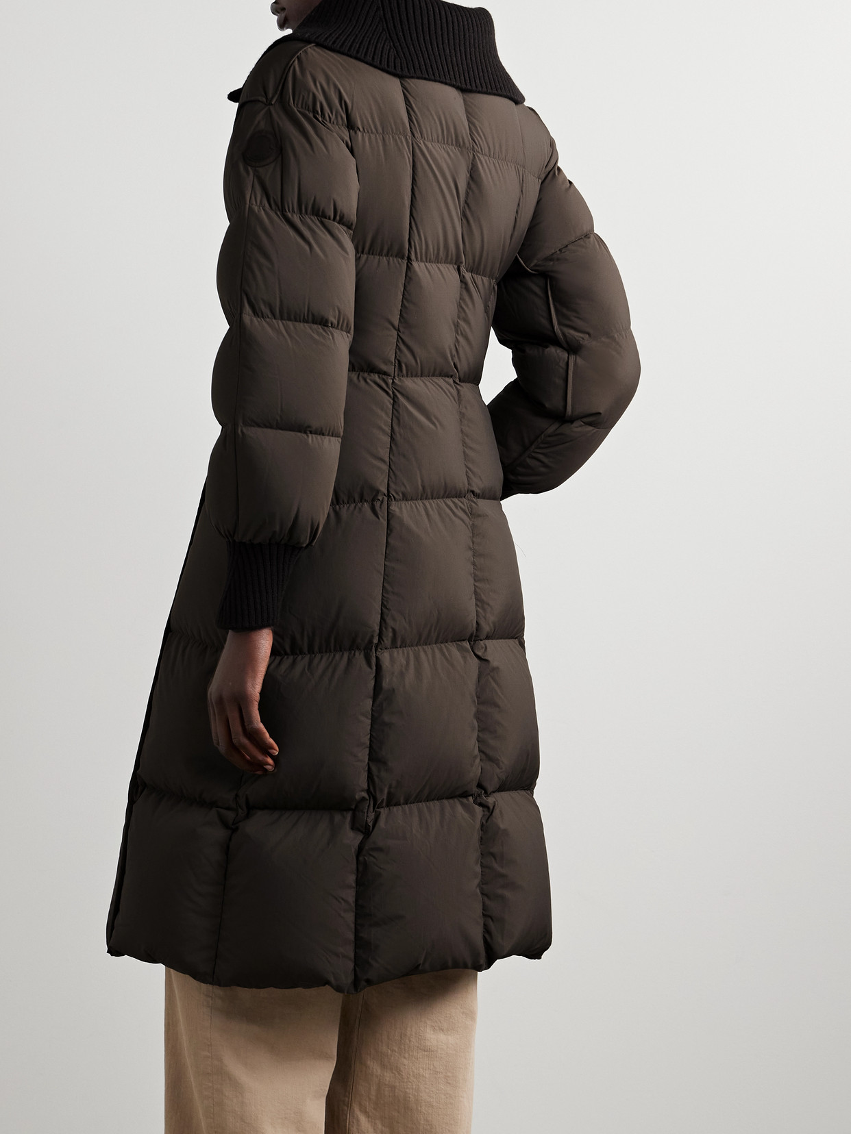 Moncler Brerelle Ribbed-knit Trimmed Quilted Shell Down Coat In Brown