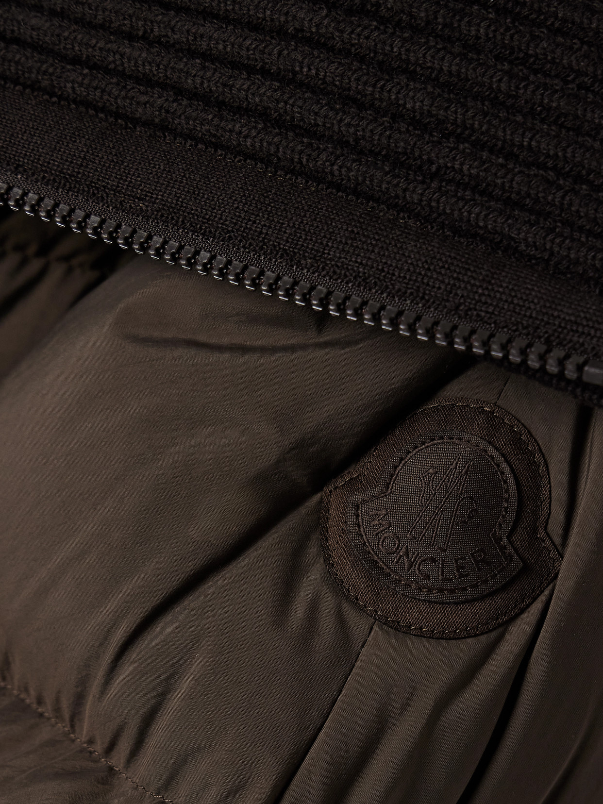 Moncler Brerelle Ribbed-knit Trimmed Quilted Shell Down Coat In Brown