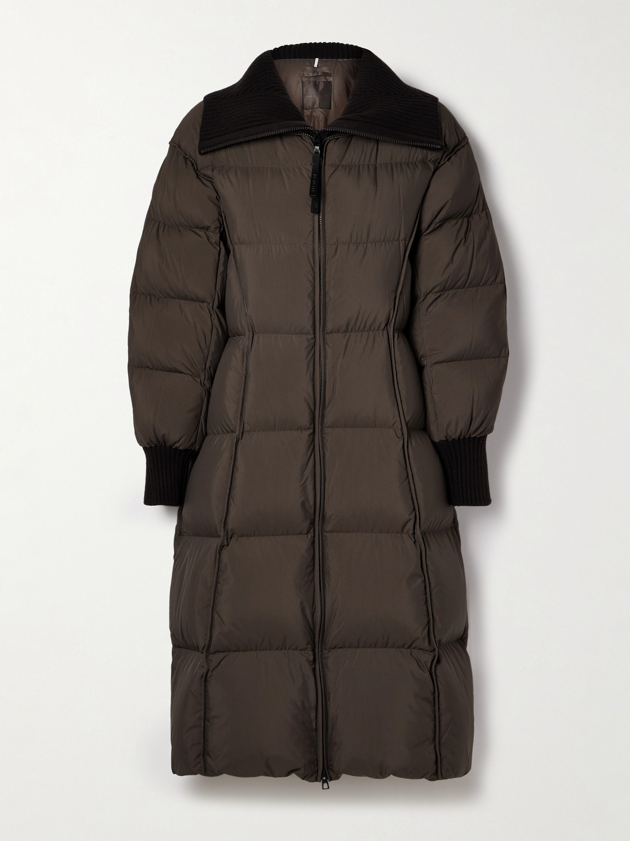 Moncler - Brerelle Ribbed-knit Trimmed Quilted Shell Down Coat - Brown