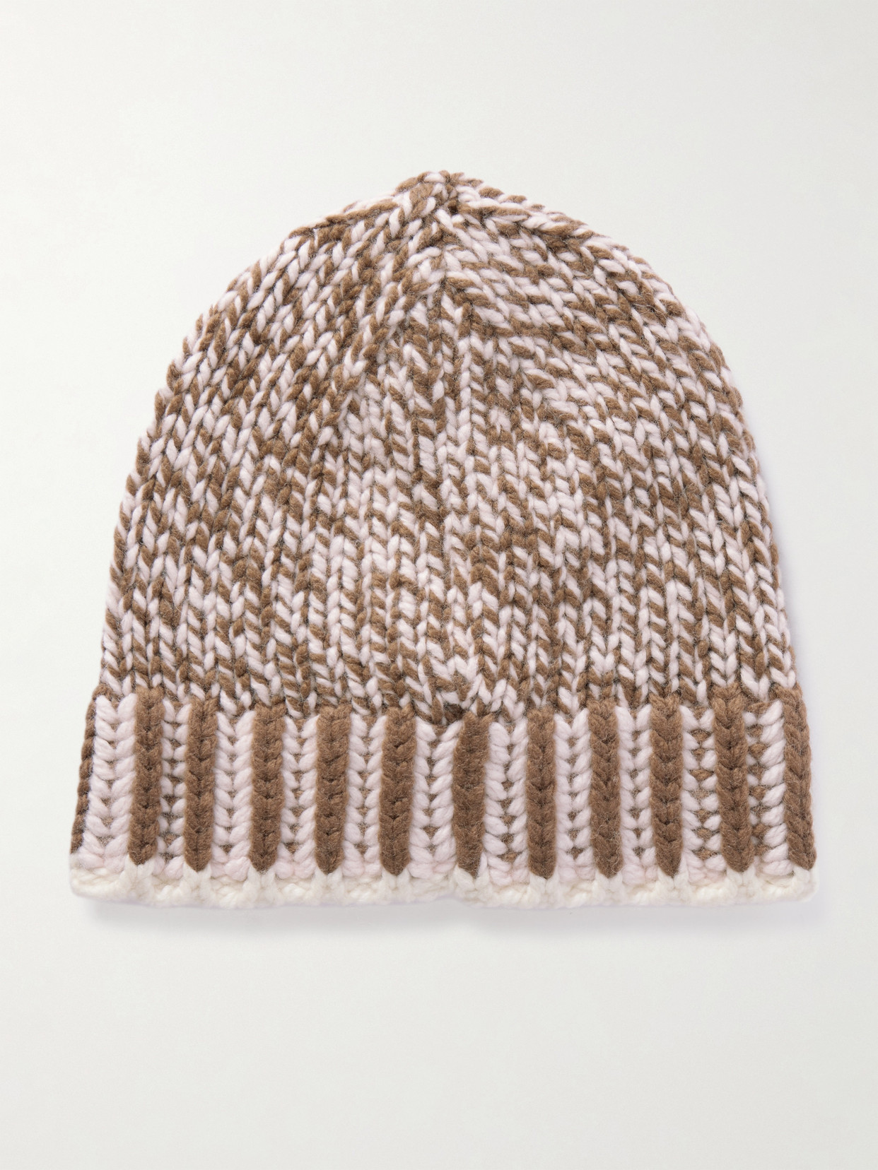 Moncler Ribbed Wool-blend Beanie In Brown