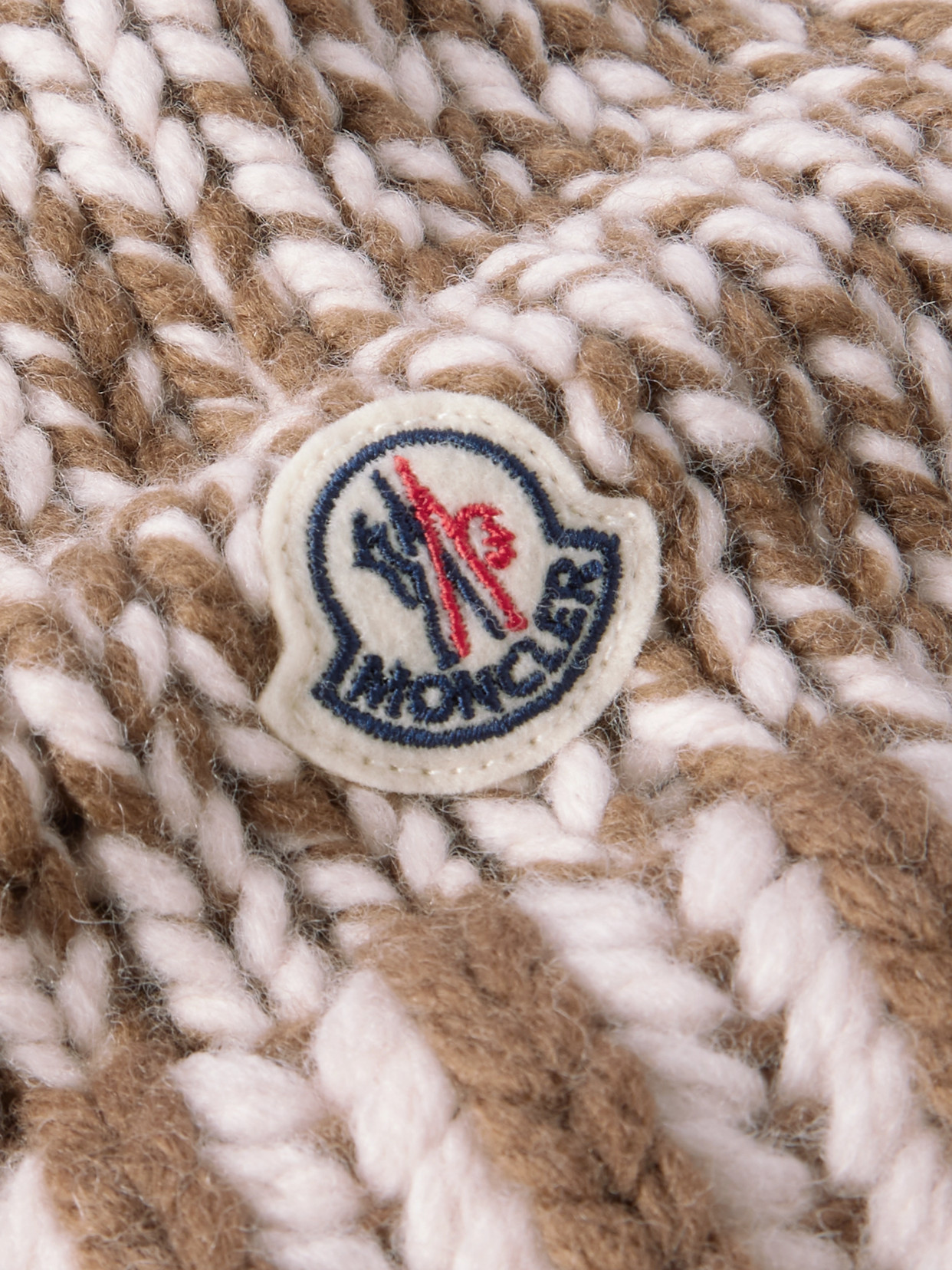 Moncler Ribbed Wool-blend Beanie In Brown