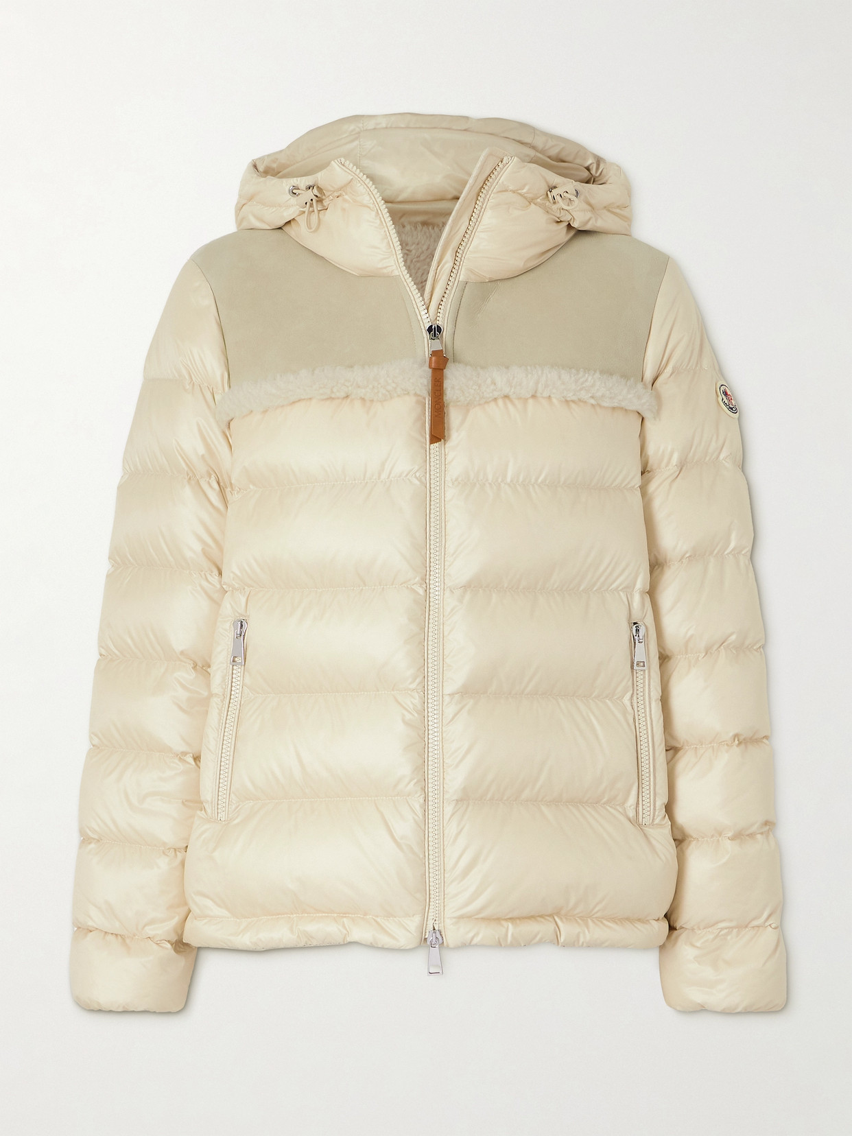 Moncler - Beauvais Shearling-paneled Quilted Shell Hooded Down Jacket - White
