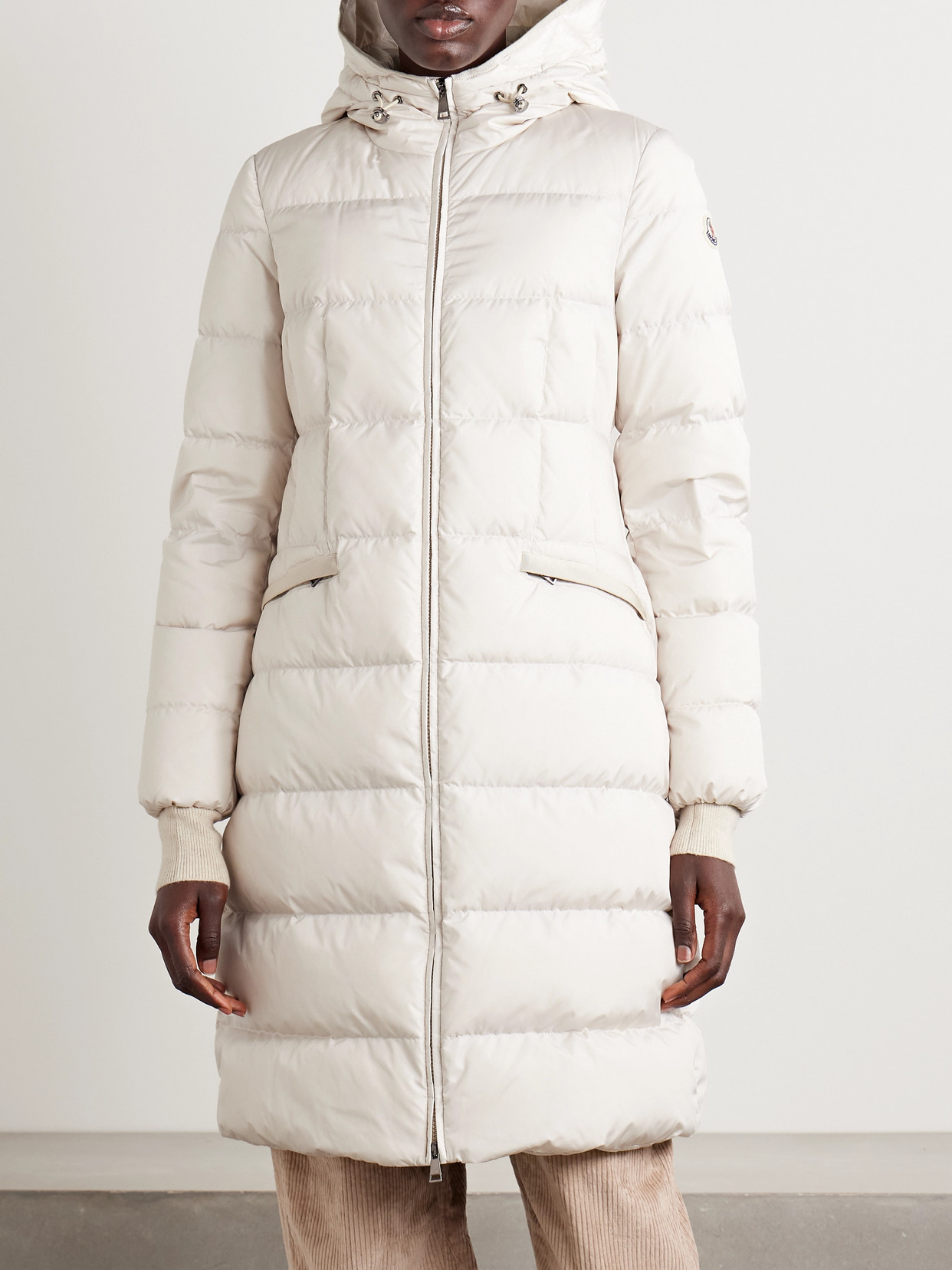 Moncler Avocette Hooded Quilted Grosgrain-trimmed Shell Down Coat In White