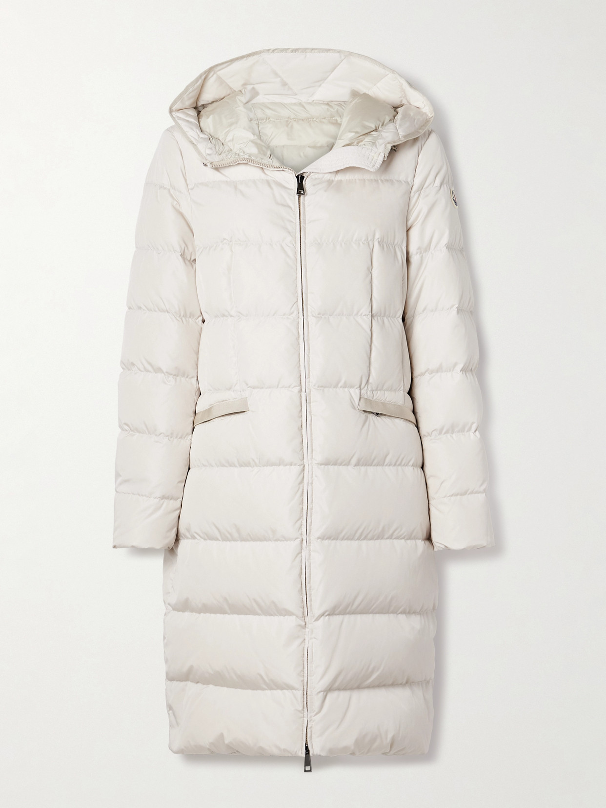 Moncler Avocette Hooded Quilted Grosgrain-trimmed Shell Down Coat In White