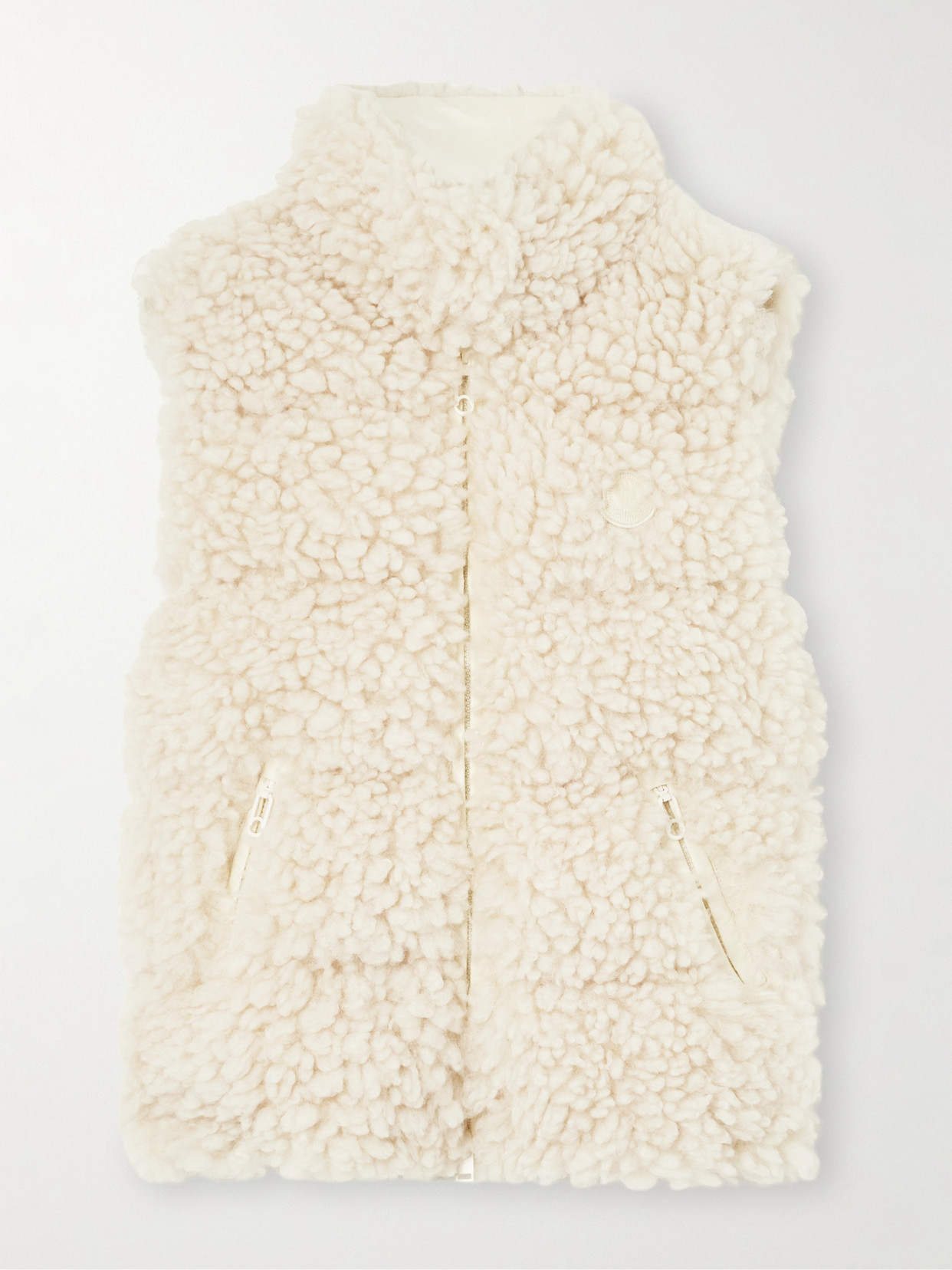Moncler Wourl Teddy Down Vest White In Cream