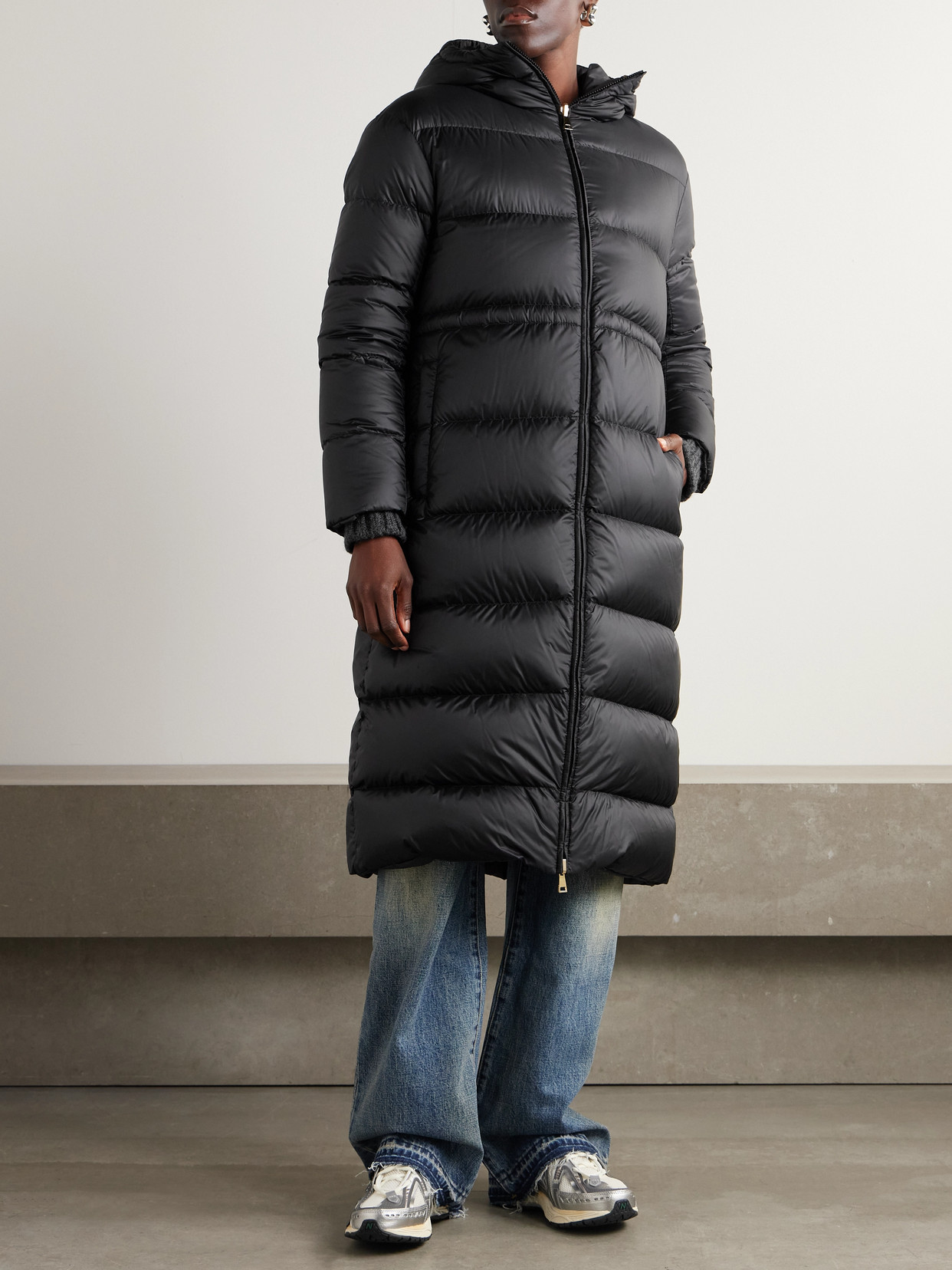 Moncler Boulogne Reversible Hooded Quilted Down Coat In Black