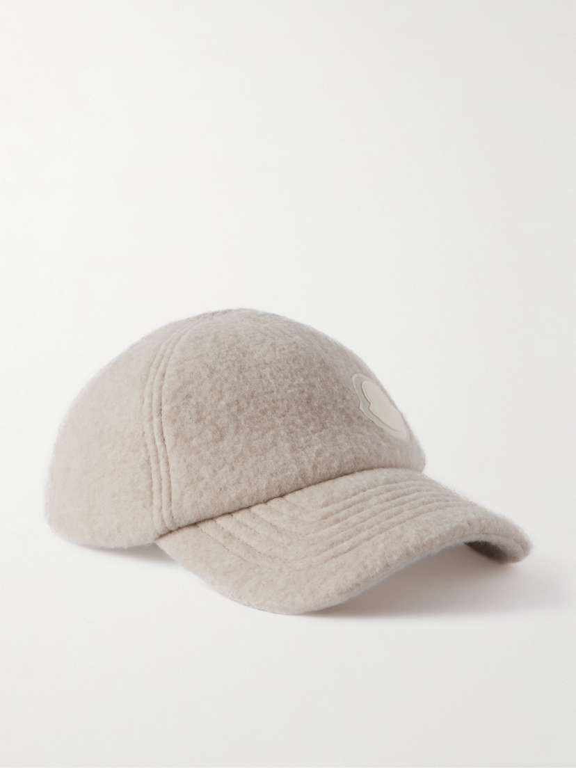 Moncler Leather-trimmed Appliquéd Flannel Baseball Cap