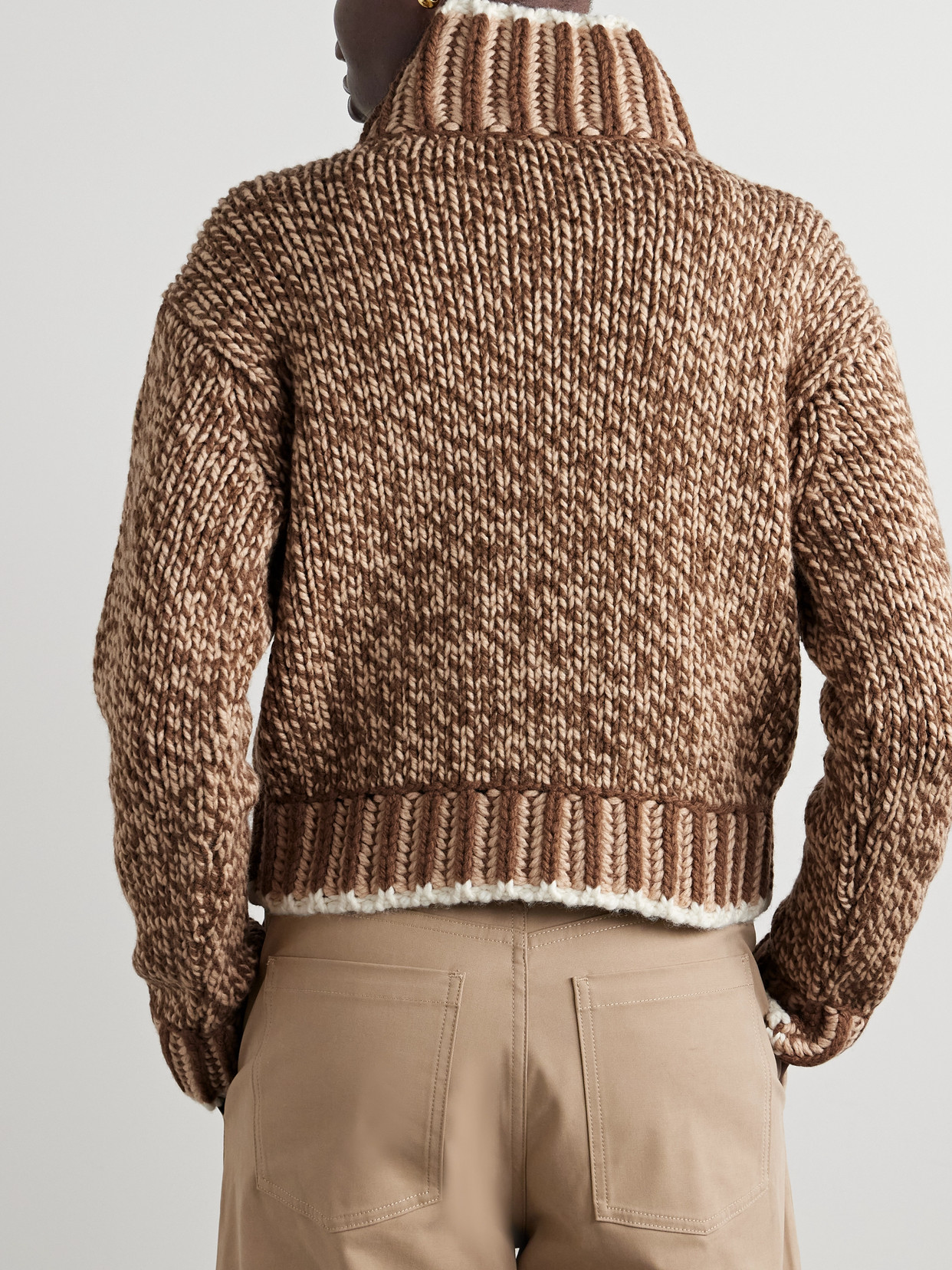 Shop Moncler Wool-blend Turtleneck Sweater In Brown