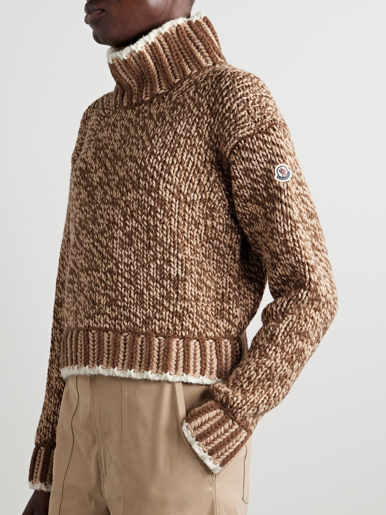 Shop Moncler Wool-blend Turtleneck Sweater In Brown
