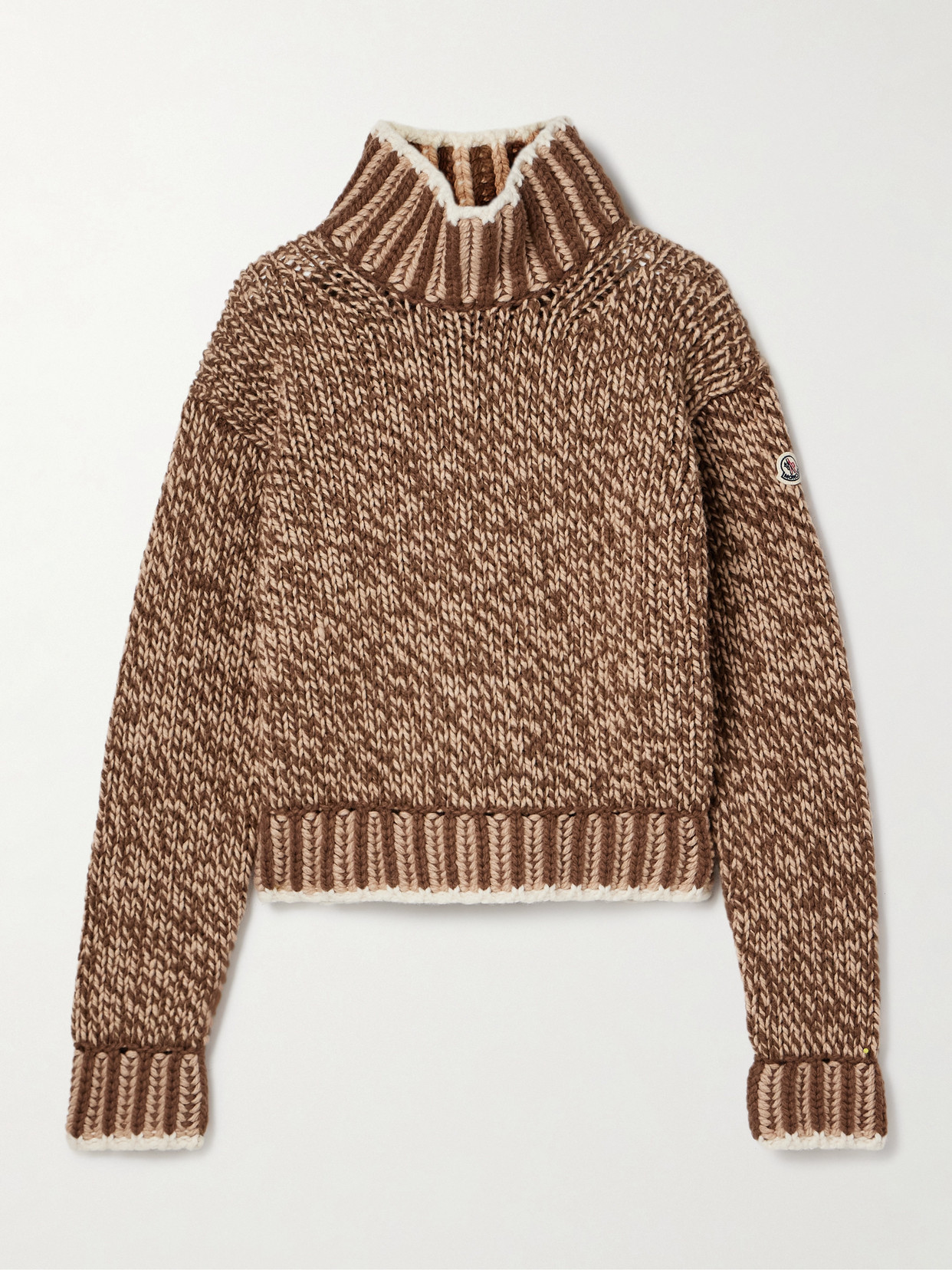 Shop Moncler Wool-blend Turtleneck Sweater In Brown