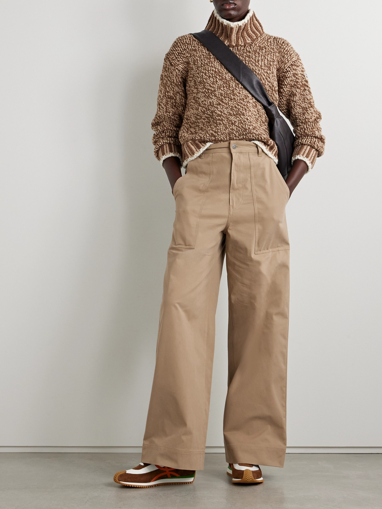 Shop Moncler Wool-blend Turtleneck Sweater In Brown