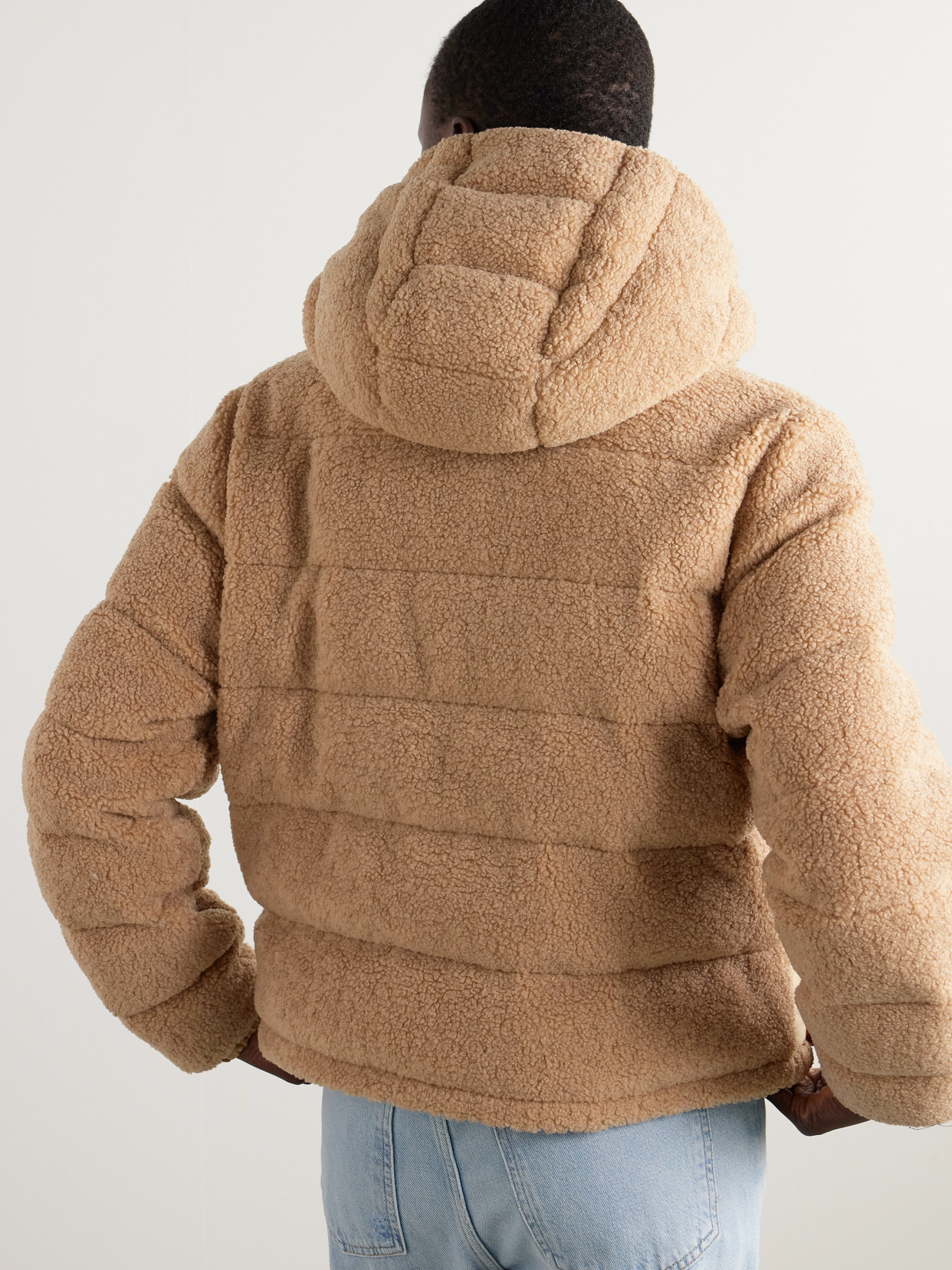 Moncler Audrieu Shell-trimmed Fleece Jacket In Brown