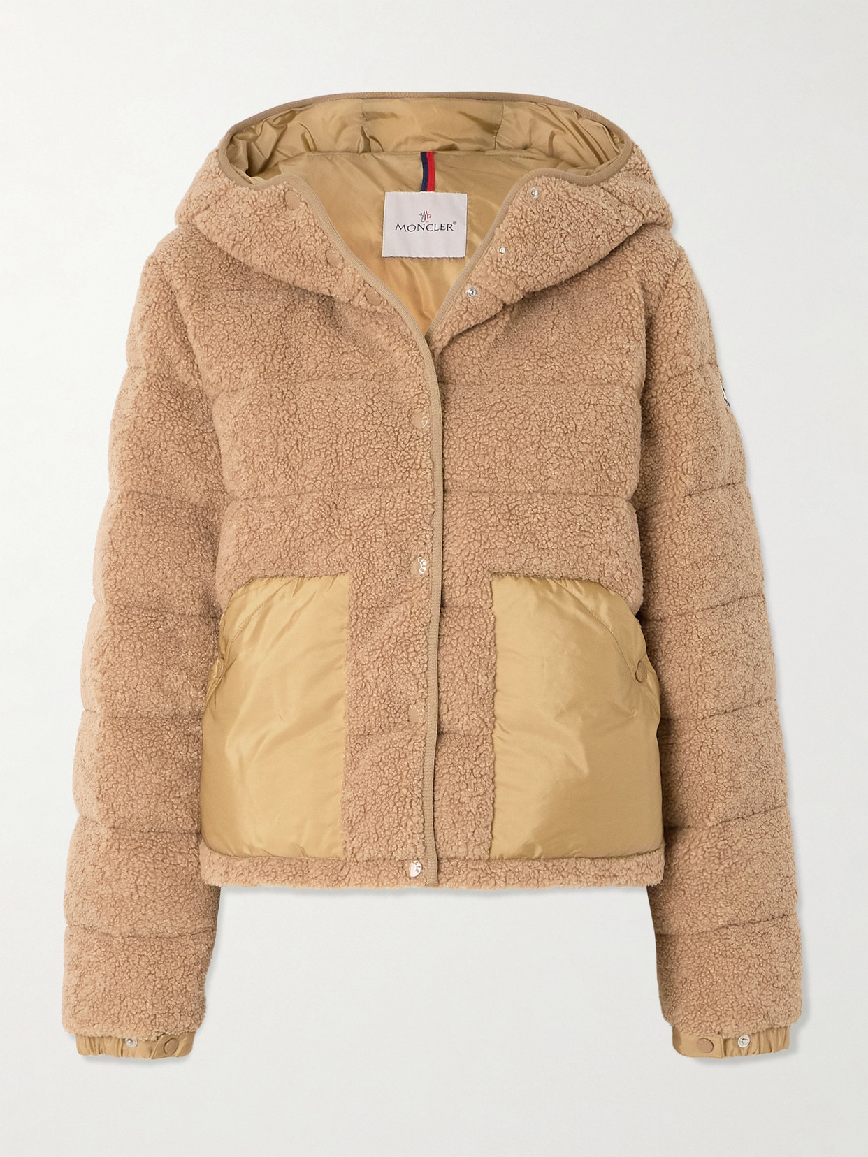 Moncler Audrieu Shell-trimmed Fleece Jacket In Brown