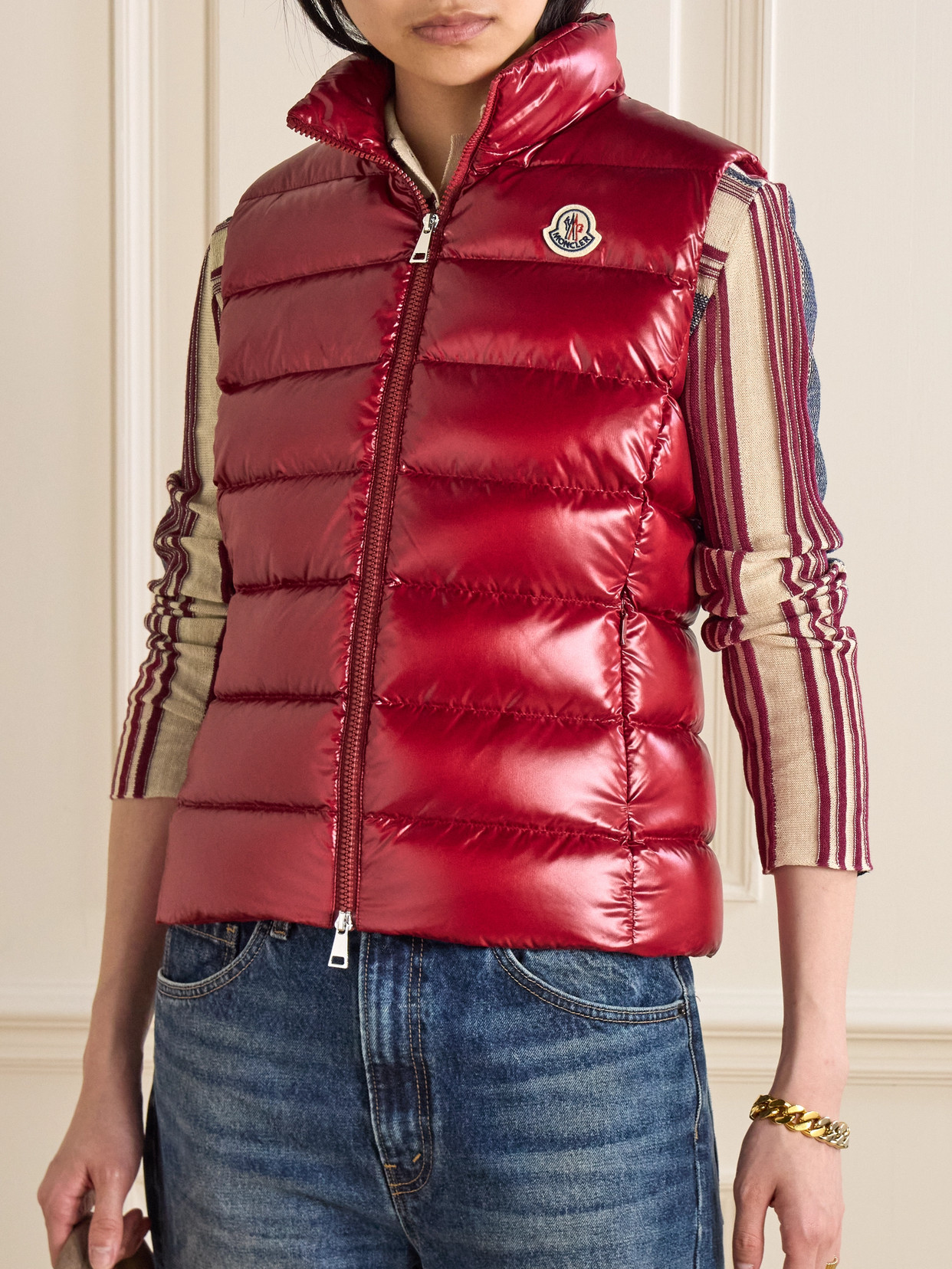 Moncler Badia Padded Gilet In Red | ModeSens