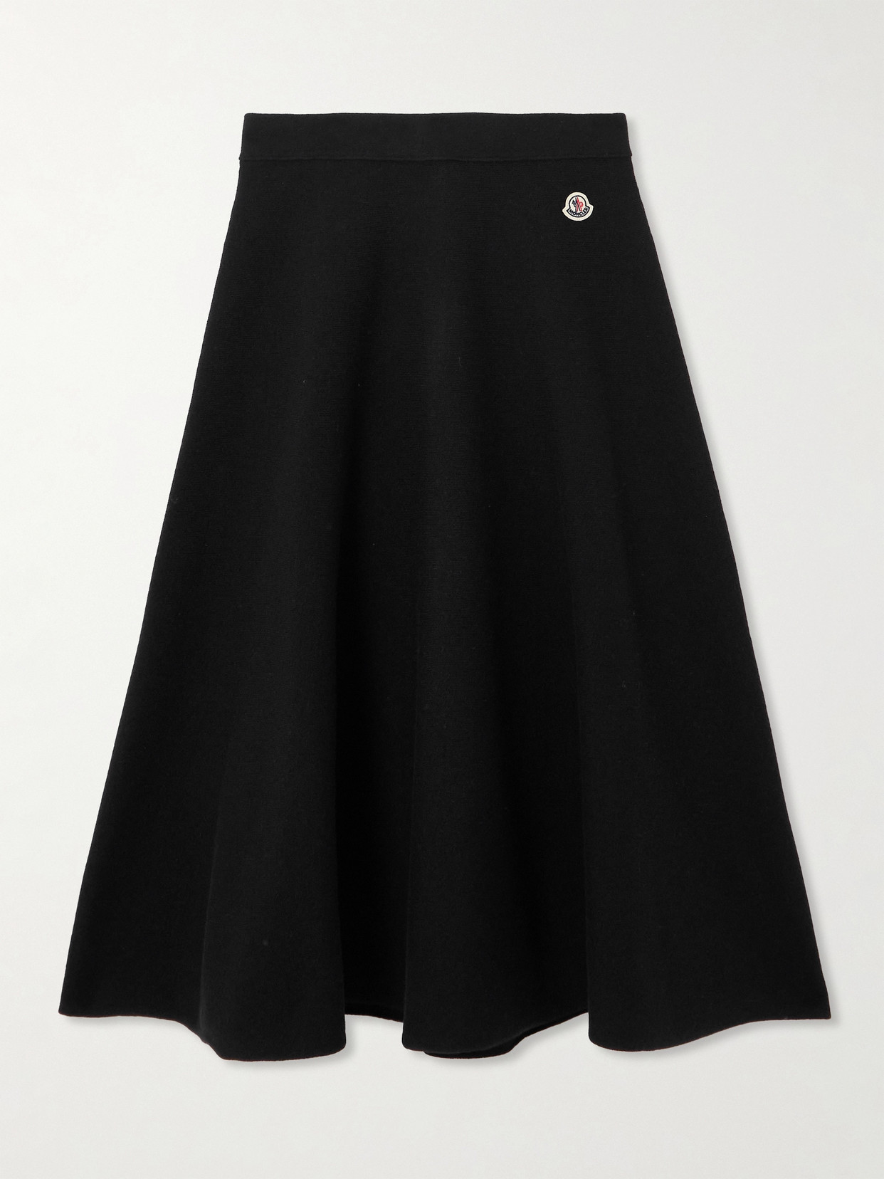 Moncler - Appliquéd Knitted Wool And Cotton-blend Midi Skirt - Black