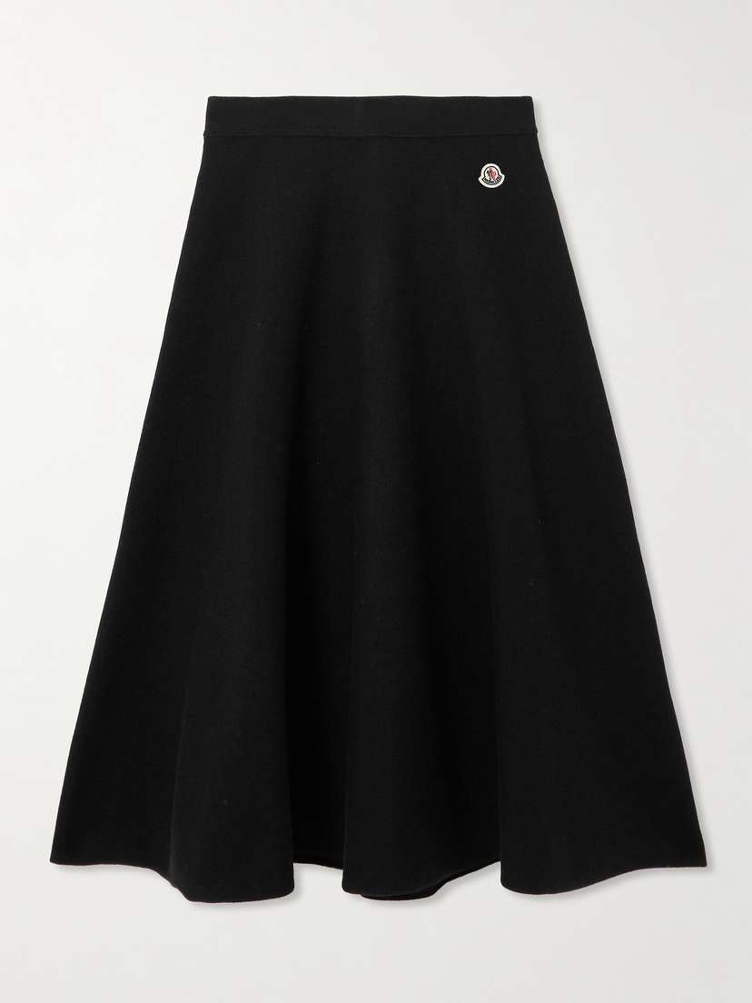 Moncler Appliquéd Knitted Wool And Cotton-blend Midi Skirt - x large