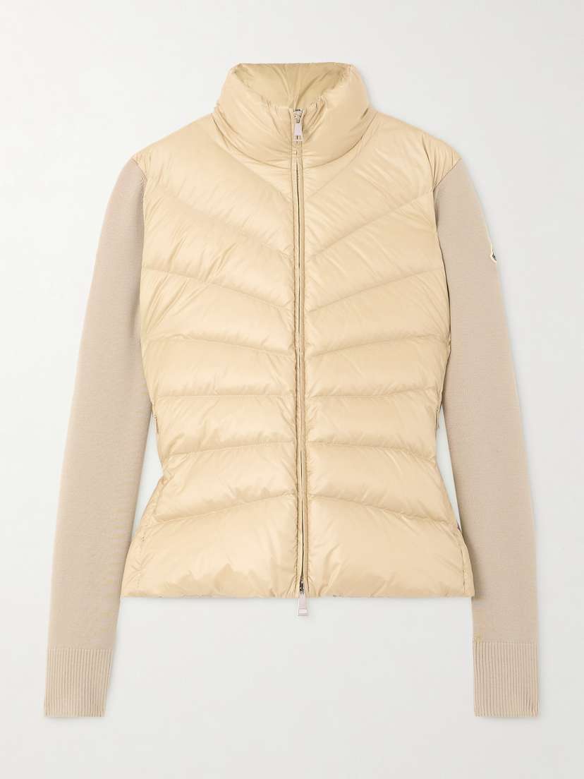 Moncler Apliquéd Wool And Quilted Shell Down Cardigan