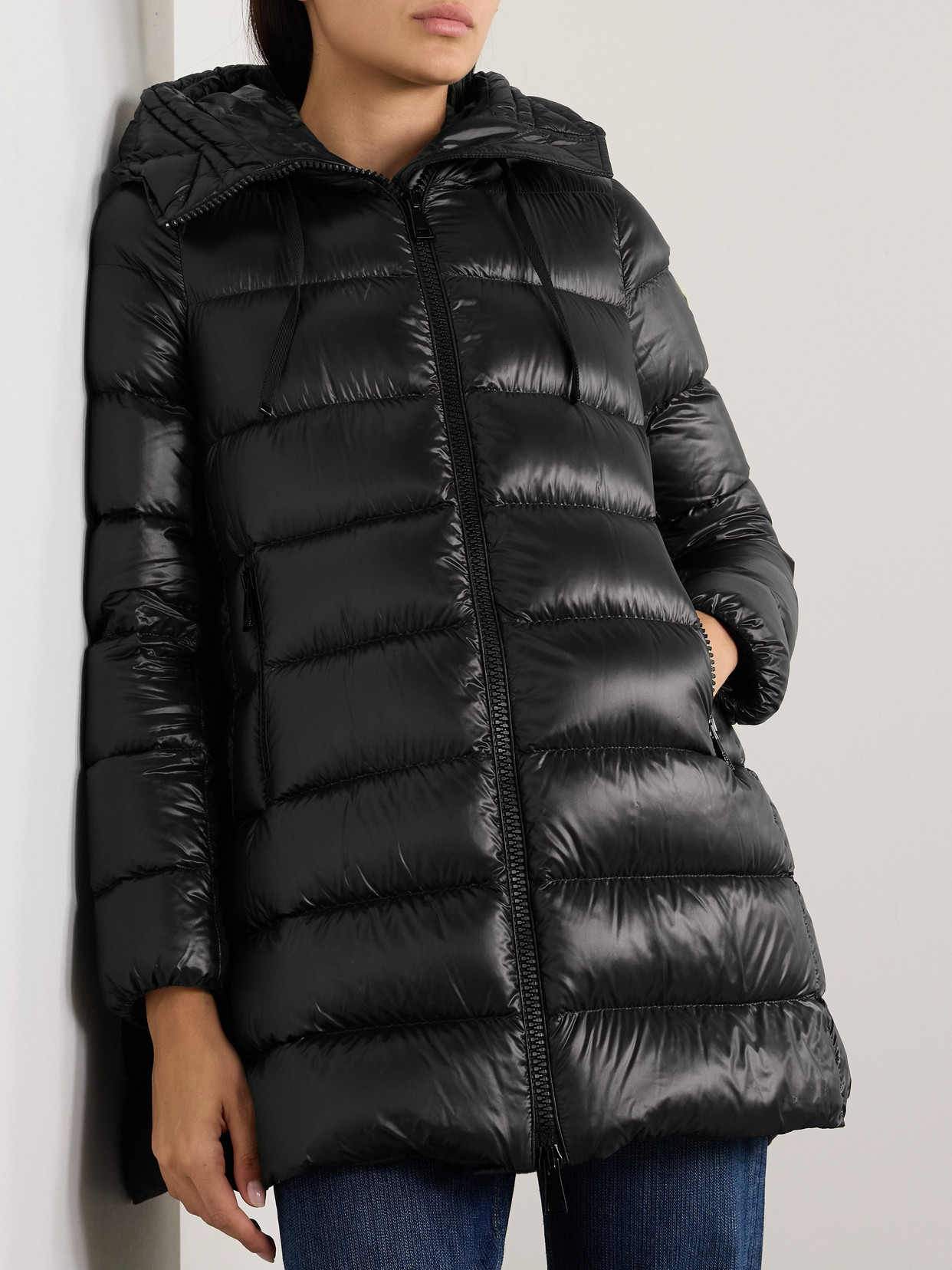 Moncler Suyen Down Quilted Nylon Hooded Parka In Black