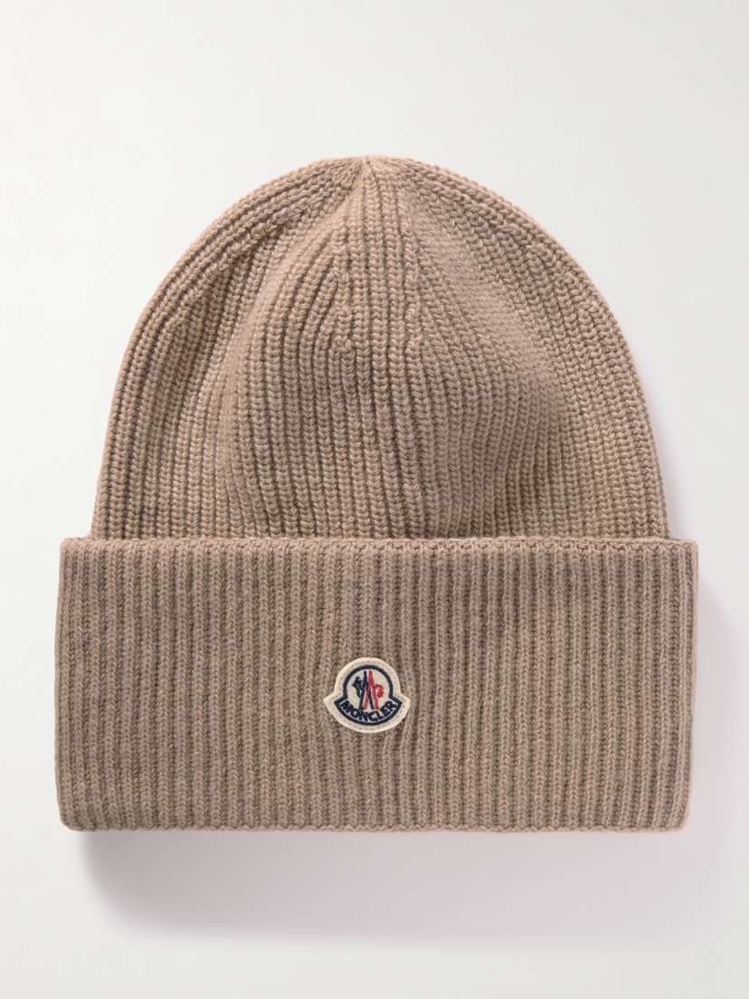 Moncler Logo-appliquéd Ribbed Wool Beanie