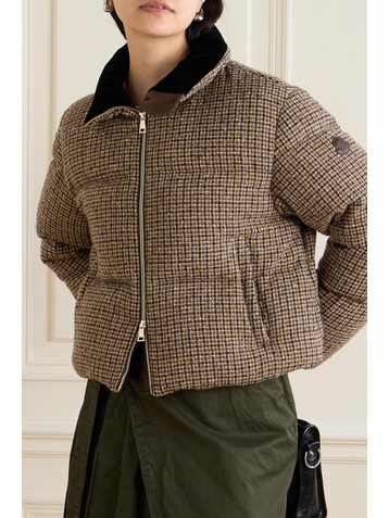 Moncler Seboune appliquéd checked wool-blend tweed down jacket
