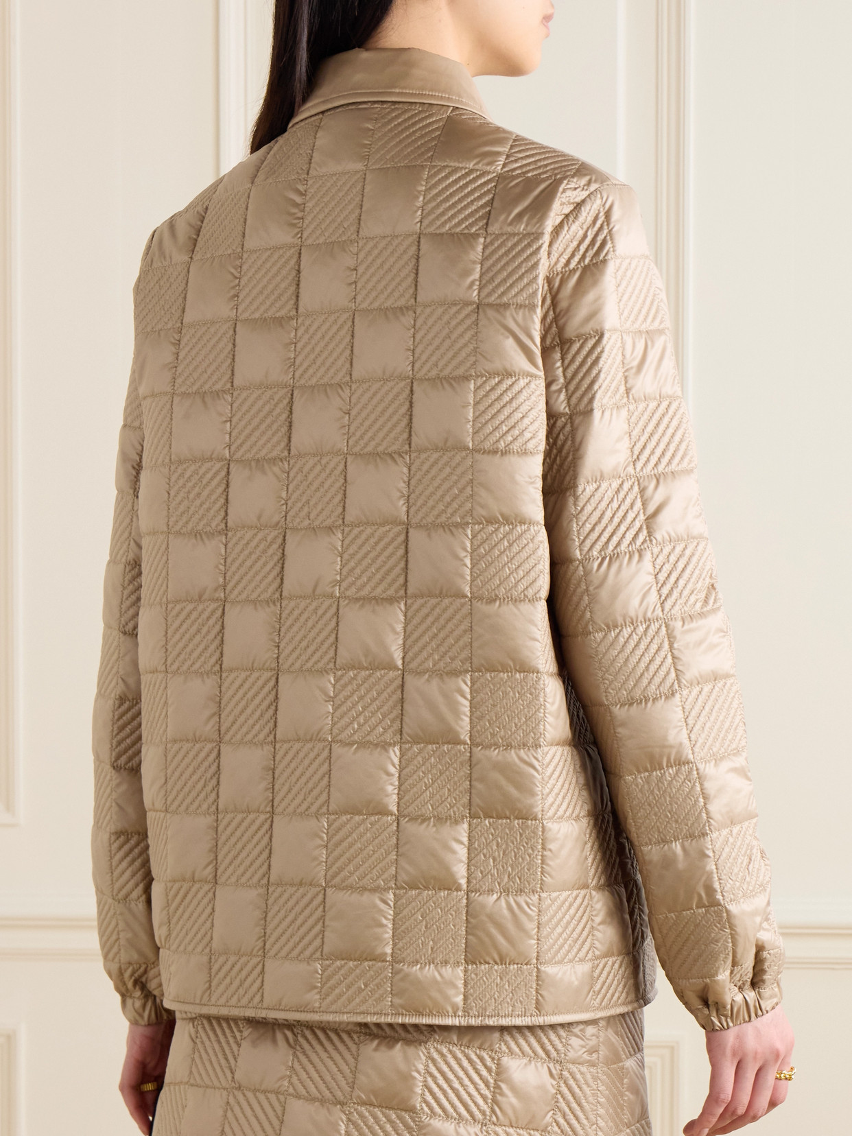 Moncler Quilted Shell Jacket In Brown