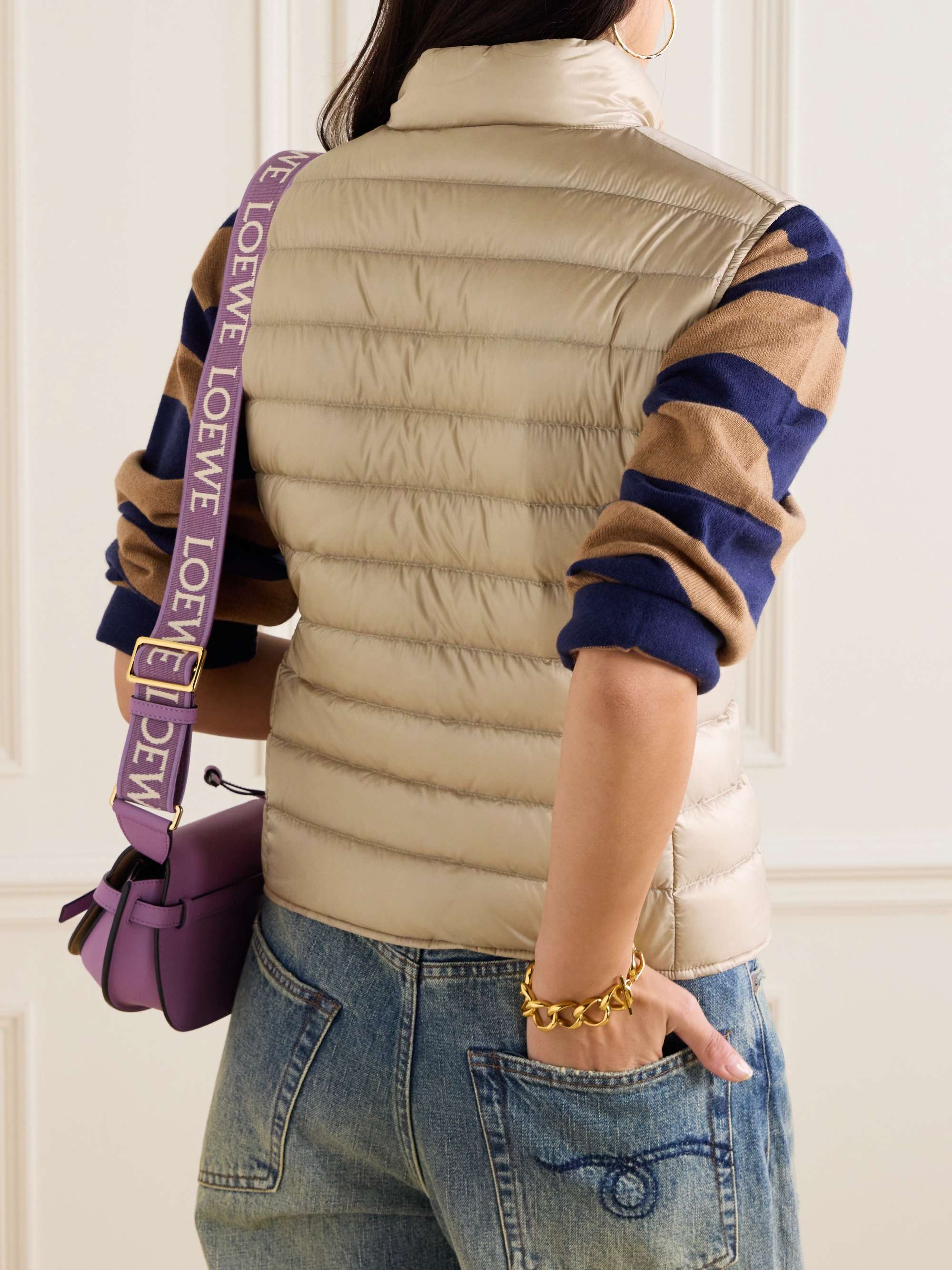MONCLER Liane quilted appliquéd shell down vest | NET-A-PORTER
