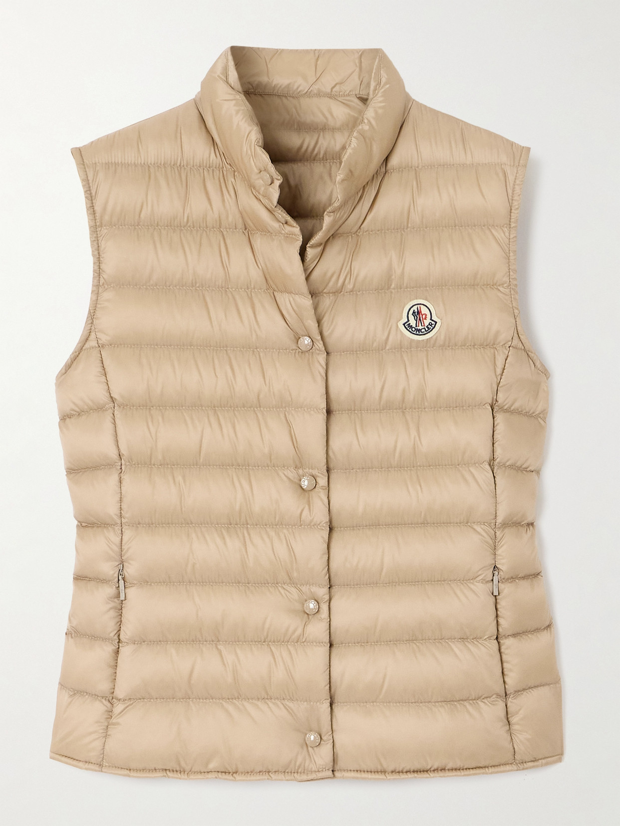 Moncler Liane Quilted Appliquéd Shell Down Vest In Neutrals