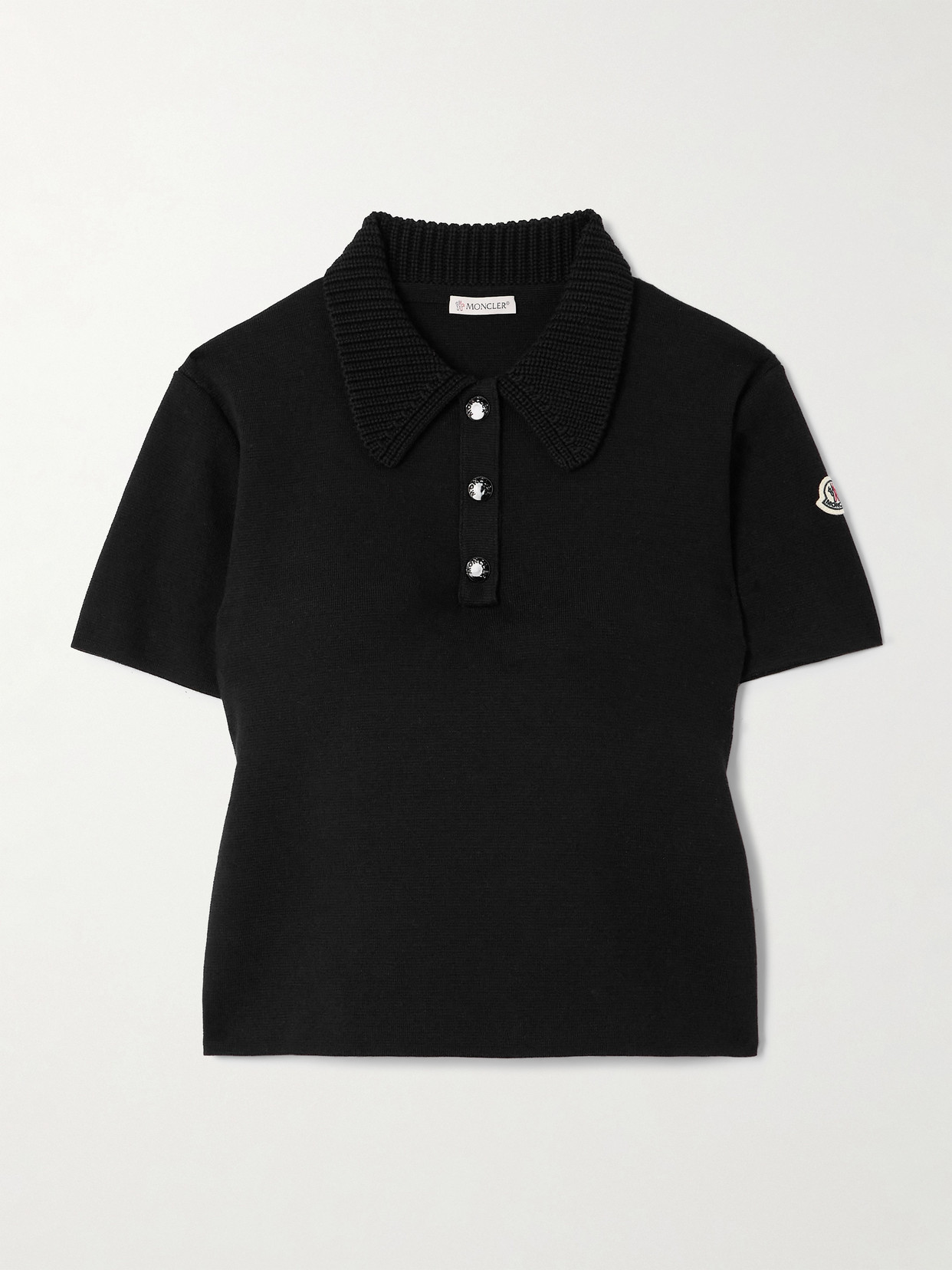 Moncler - Appliquéd Cotton Polo Shirt - Black