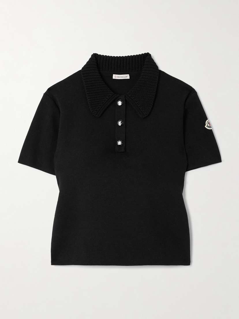 Moncler Appliquéd Cotton Polo Shirt