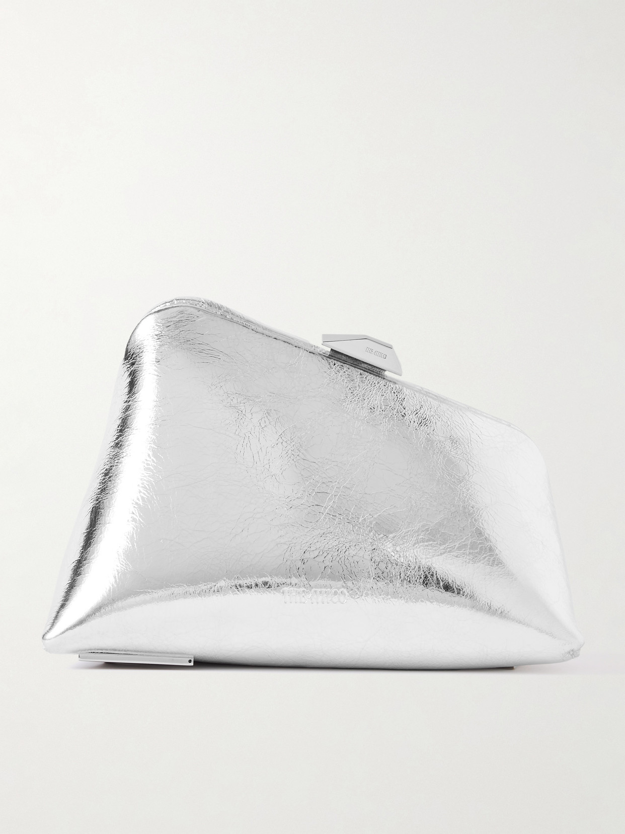 The Attico - Midnight Metallic Crinkled-leather Clutch - Silver