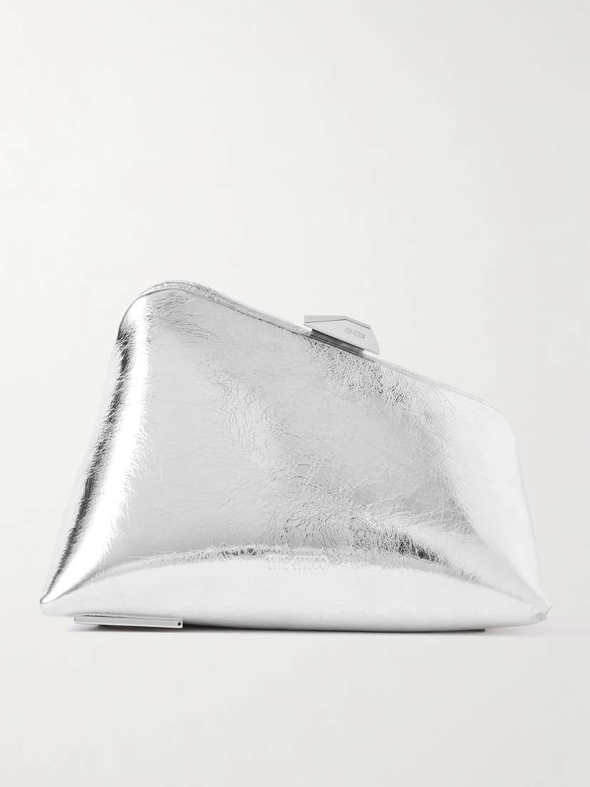 The Attico Midnight Metallic Crinkled-leather Clutch