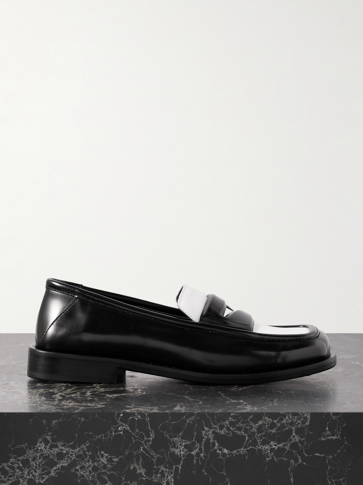 The Attico - Amanda Logo-debossed Two-tone Leather Loafers - Black