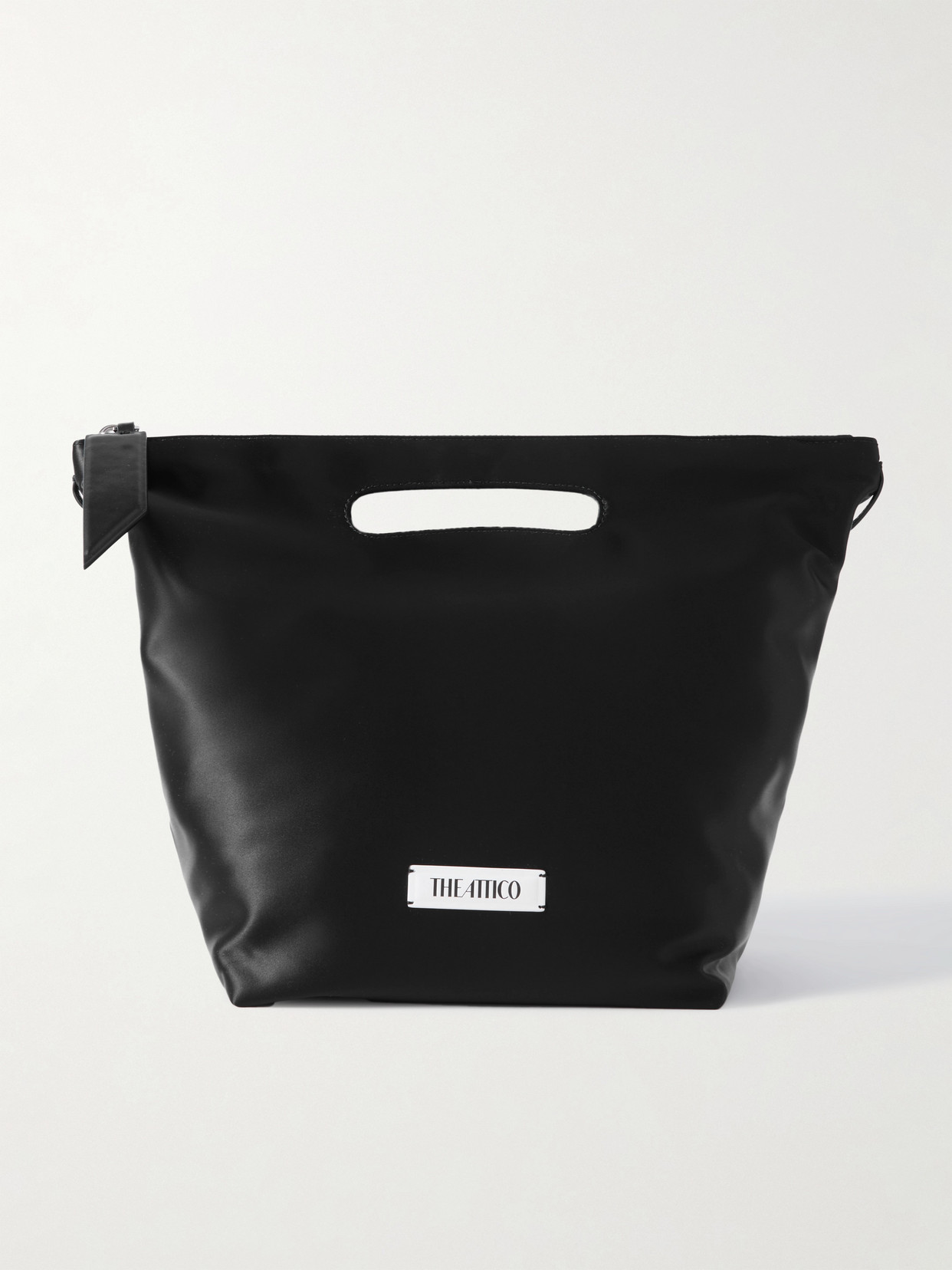 The Attico - Via Dei Giardini 30 Leather-trimmed Satin Tote - Black