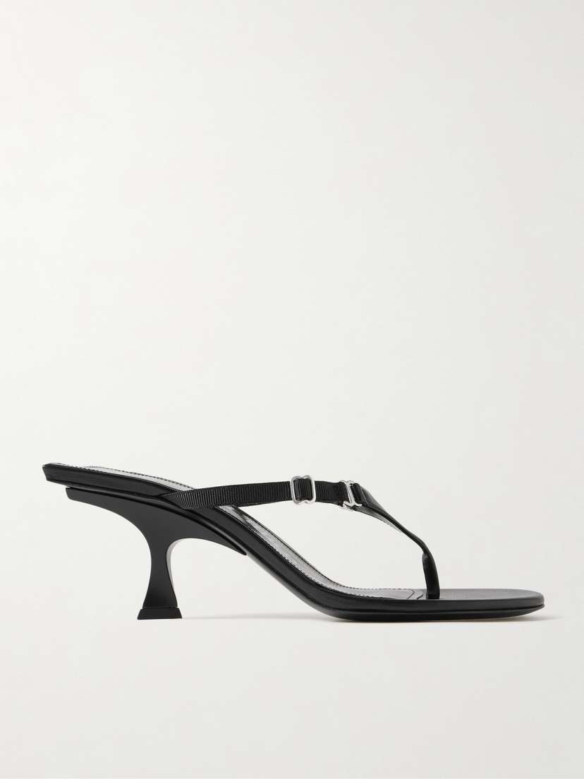 The Attico Bes Embellished Grosgrain-trimmed Leather Mules