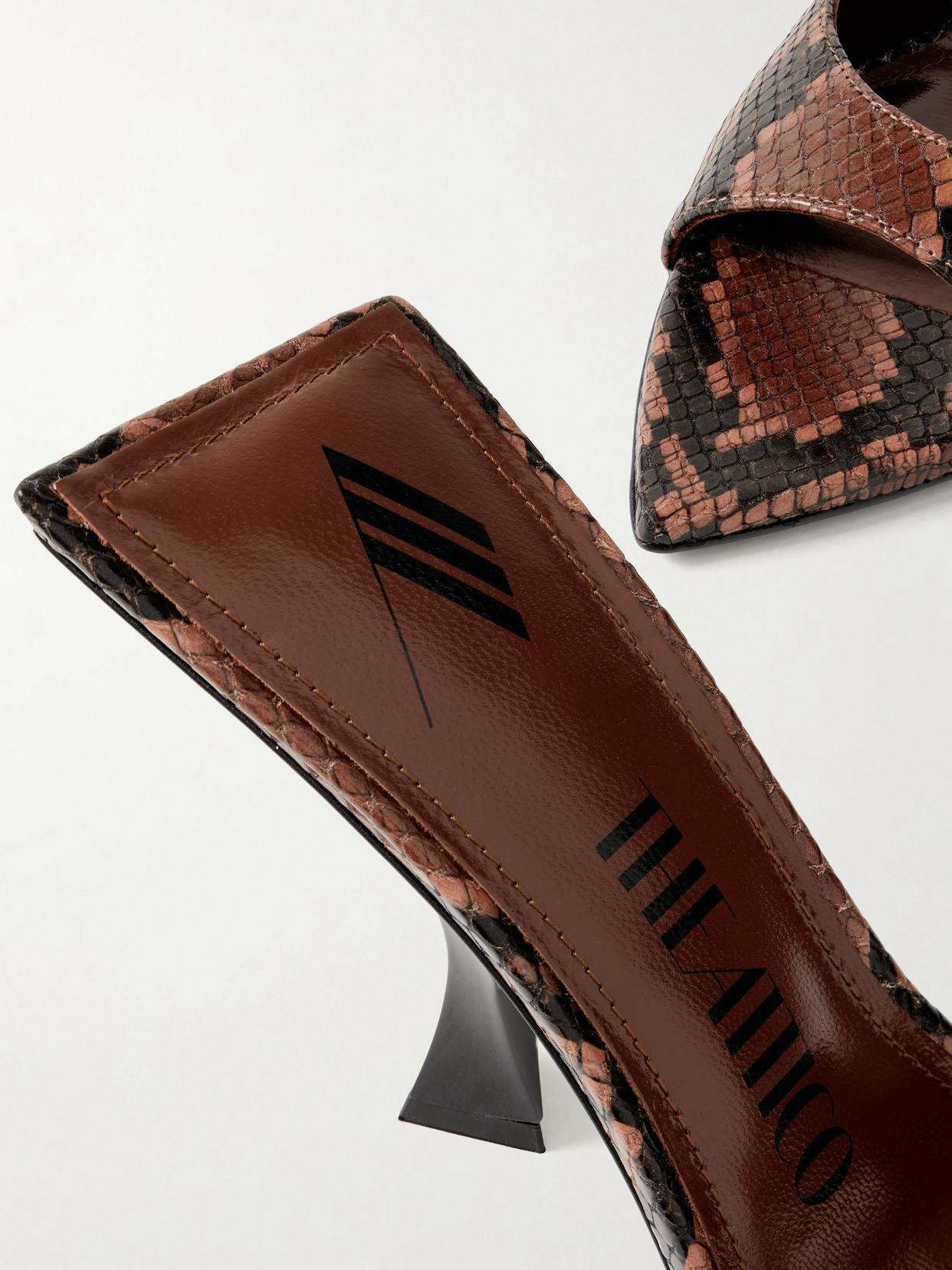 Attico Ester Snake-effect Leather Mules In Brown