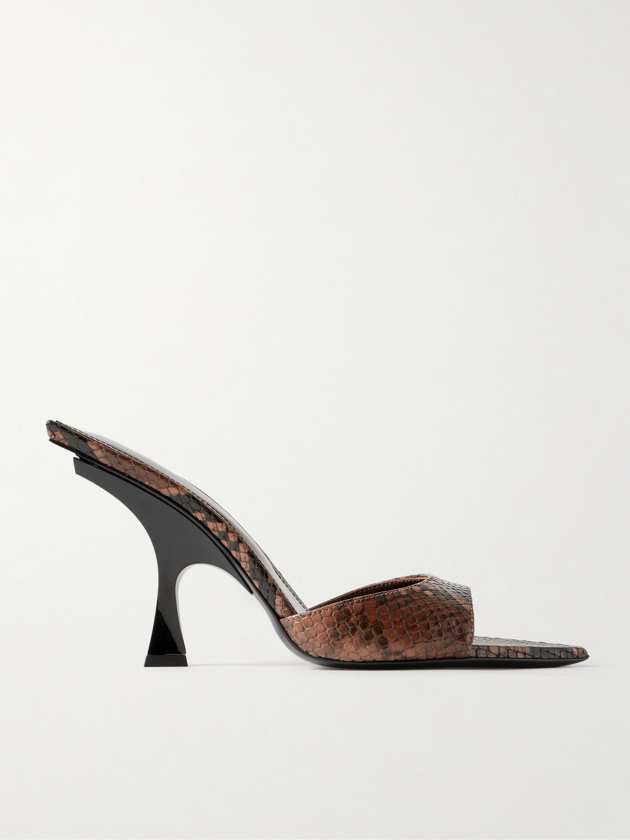 Attico Ester Snake-effect Leather Mules In Brown