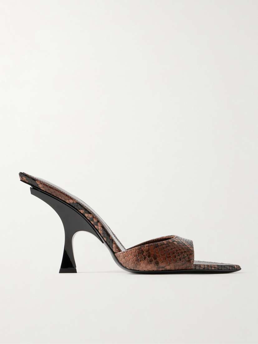 The Attico Ester Snake-effect Leather Mules